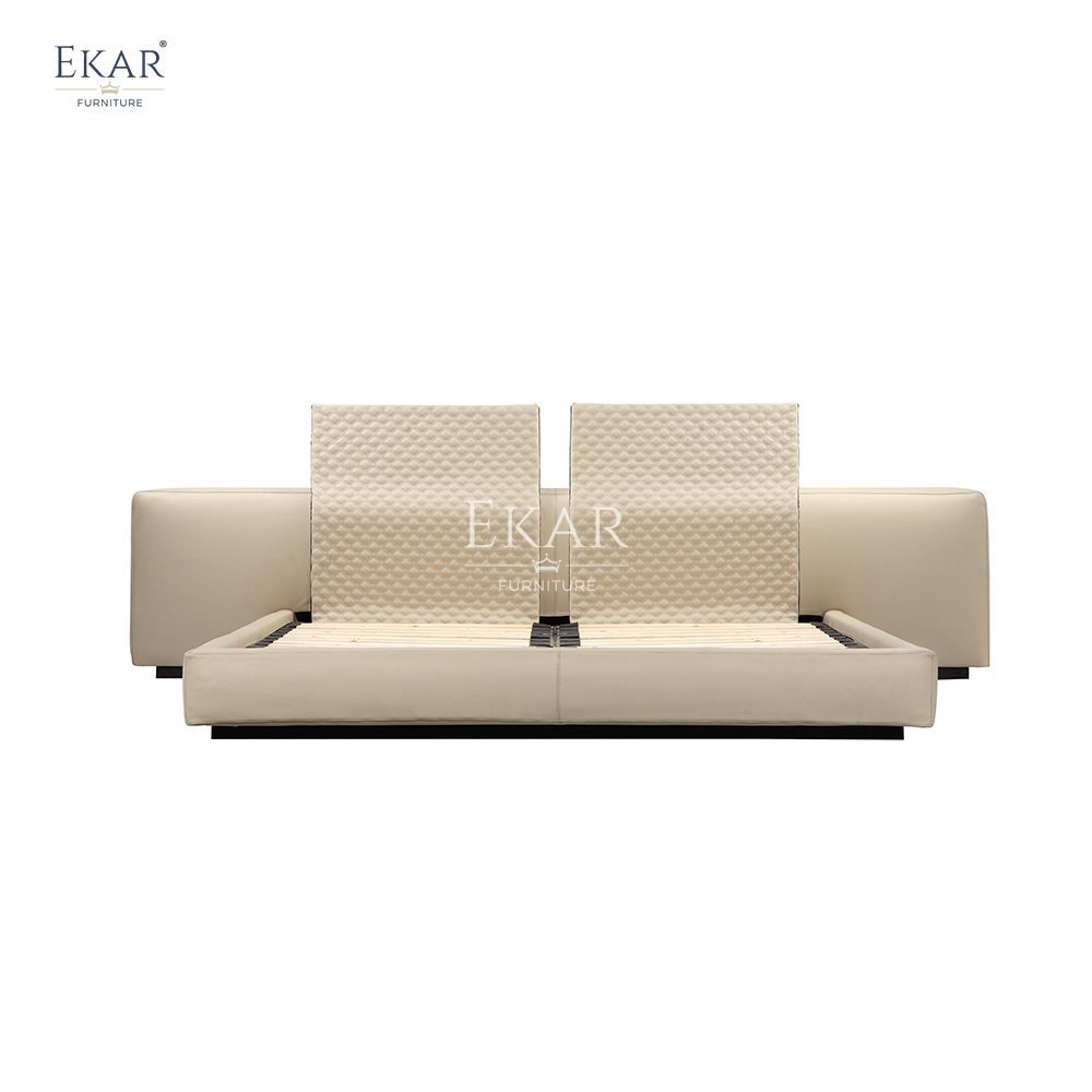 Wood and Metal Hybrid Frame Bed with Matte Black Painted Legs