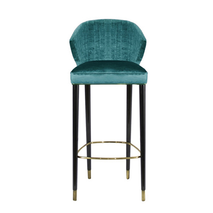 Light Luxury high quality Restaurant Furniture Metal Commercial High Chair Velvet Bar Stool