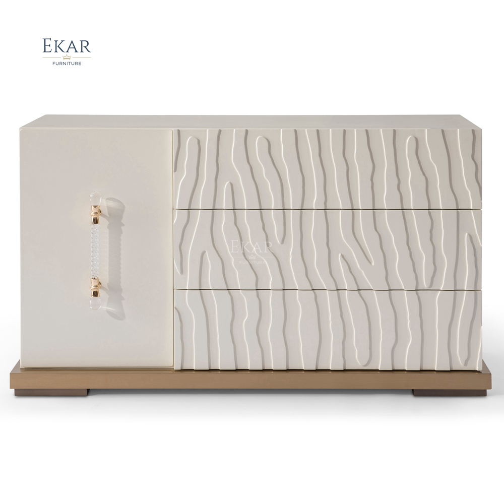 Modern Luxury Textured Surface Drawer Cabinet for Bedroom Living Room Hotel Solid Wood Plywood Available French Victorian Styles