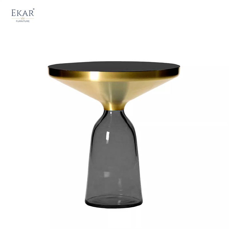 Stock Big Sale Couchtisch Nordic Modern Home Decorative Metal Sofa Side Center Round Circle End Table Luxury Glass Coffee Table