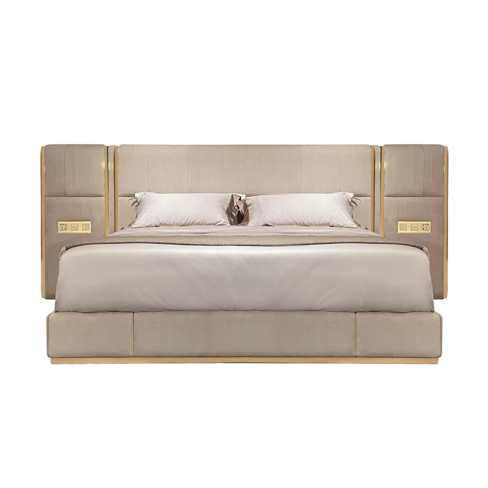 Designer Smart King Bed with Integrated Headboard Outlet - Modern Luxury Restyled