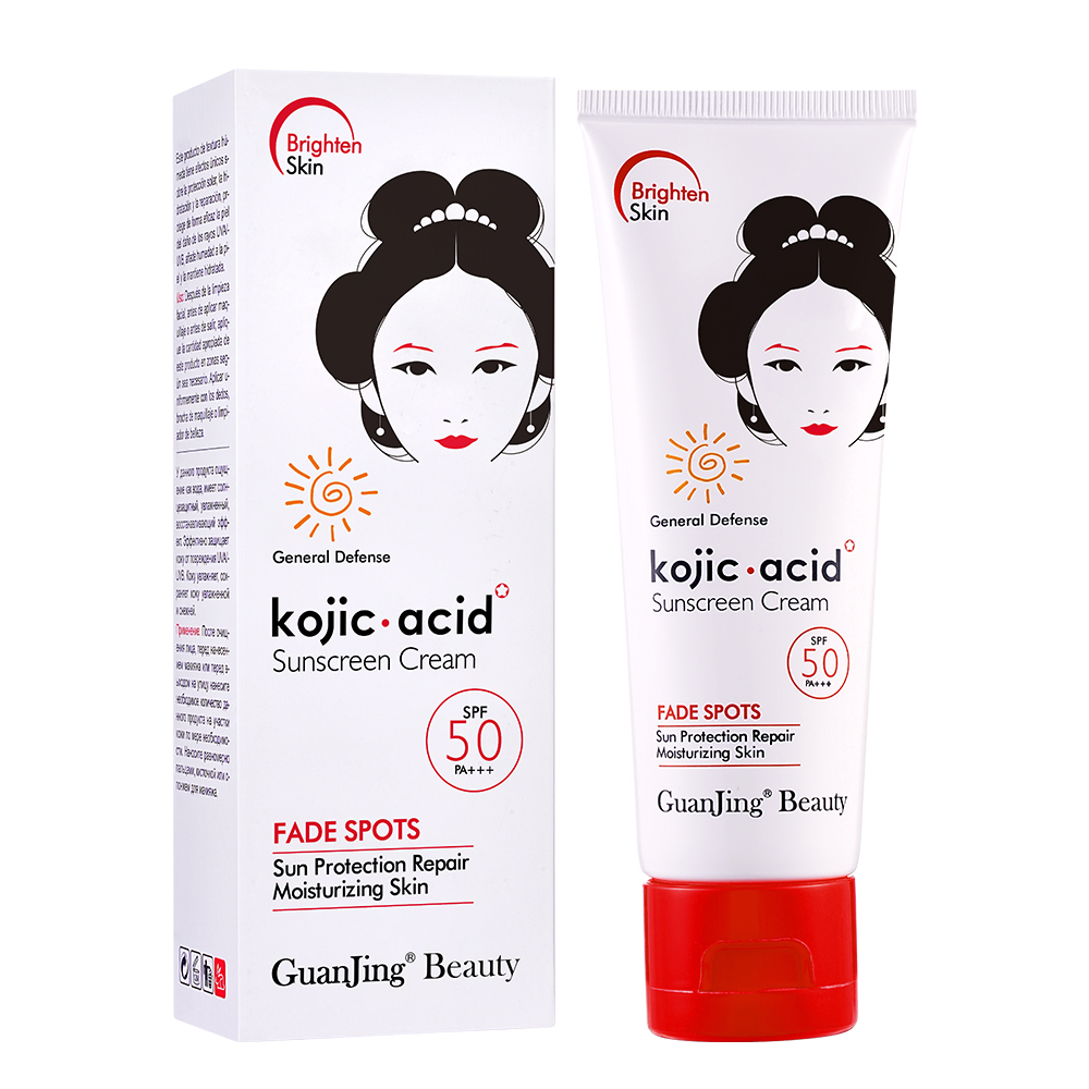 Guanjing Kojic Acid Spf 50 Sun Screen Cream Solar Moisturizing Whitening Sunscreen Cream for Dark Skin