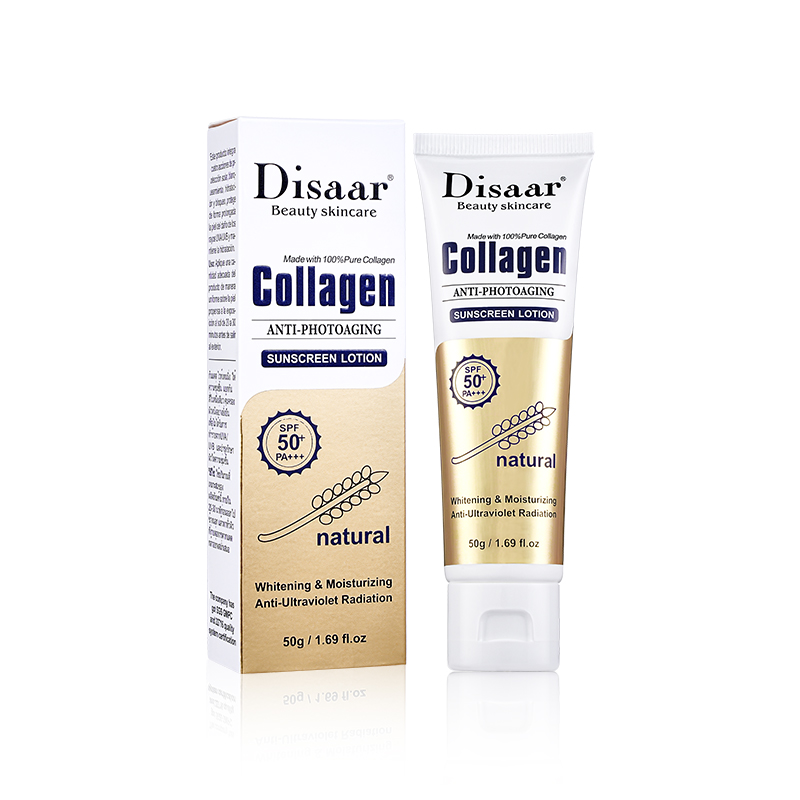 Dissar Skin Care 100% Collagen Sunblock Whitening Spf 50 Anti Sun UV Sunscreen Lotion for Outdoor