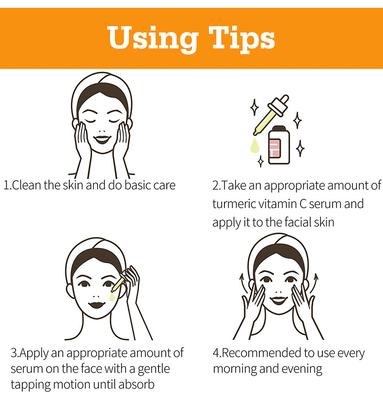 GJ7052 Guanjing Organic Turmeric Face Serum - 30ml, Anti-Acne, Anti-Aging & Wrinkle Repair, Melanin Removal, Skin Brightening & UV Protection Serum for Women factory