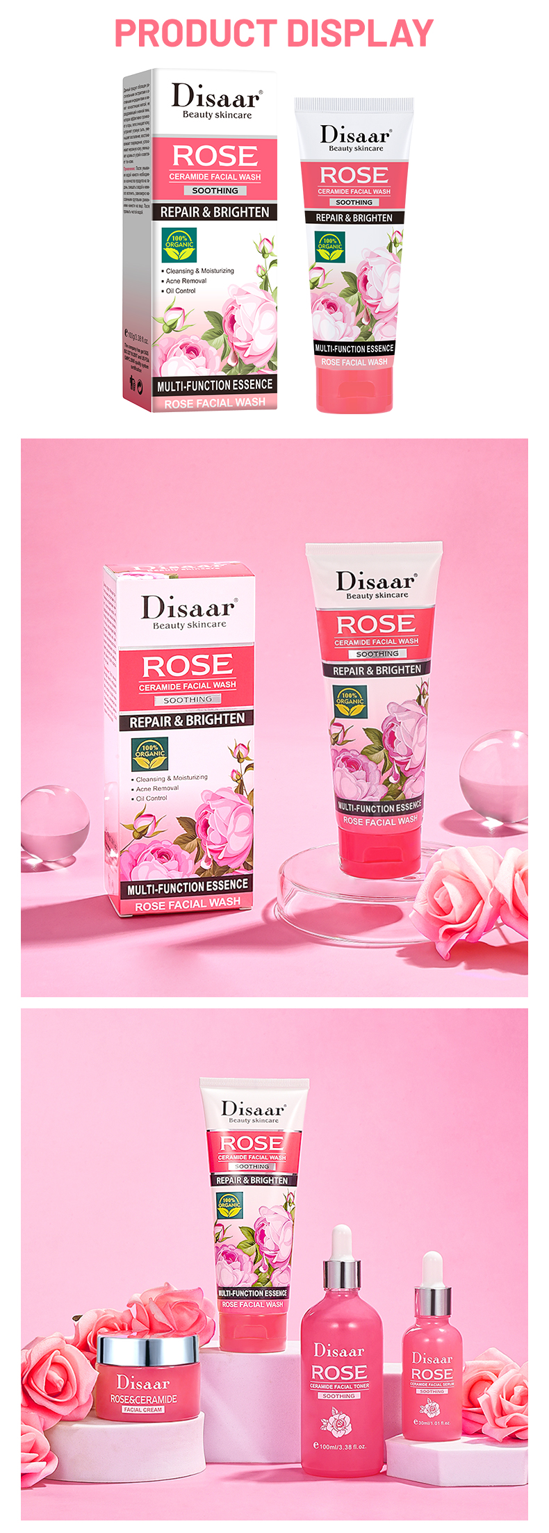 DS5301 100g Rose & Ceramide Facial Wash - Hydrating & Nourishing Cleanser for All Skin Types | LivePro Beauty details