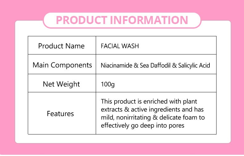 DS5600 Disaar Niacinamide Brightening Face Wash - 100g, Deep Pore Cleanser, Moisturizing & Acne Control, Smooth Skin & Brightening for Men and Women manufacture