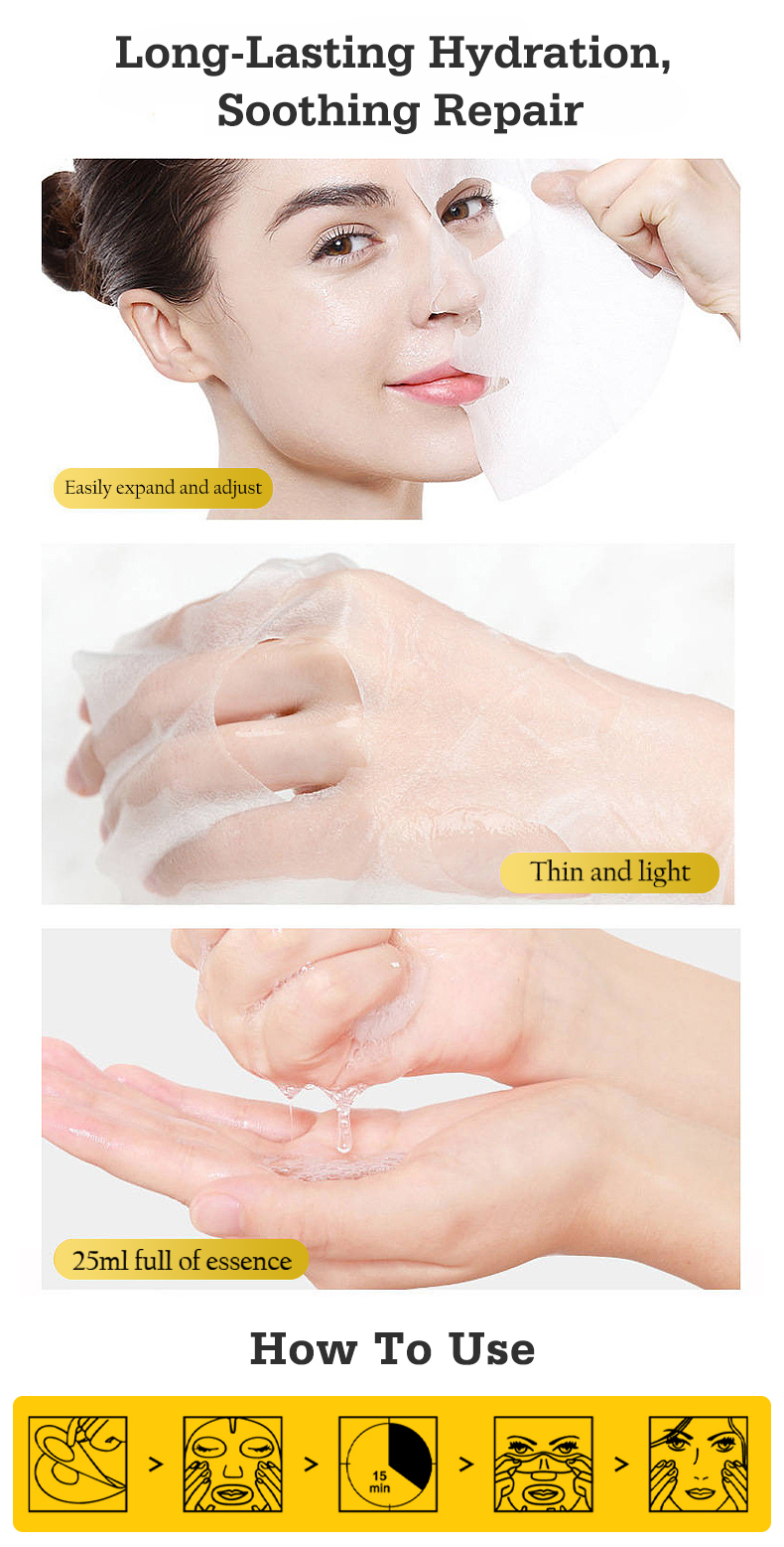 GJ7055 Guanjing Organic Turmeric Facial Mask - Anti-Acne, Pore Cleansing, Moisturizing & Oil Control, Whitening, Anti-Aging & Wrinkle Repair Facial Sheet Mask manufacture