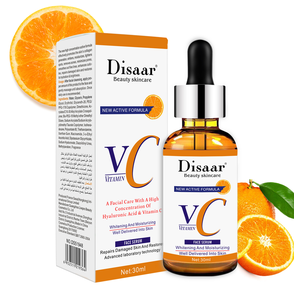 Disaar Organic Whitening Skin Care Pure Face Vitamin C VC Serum For Face With Hyaluronic Acid