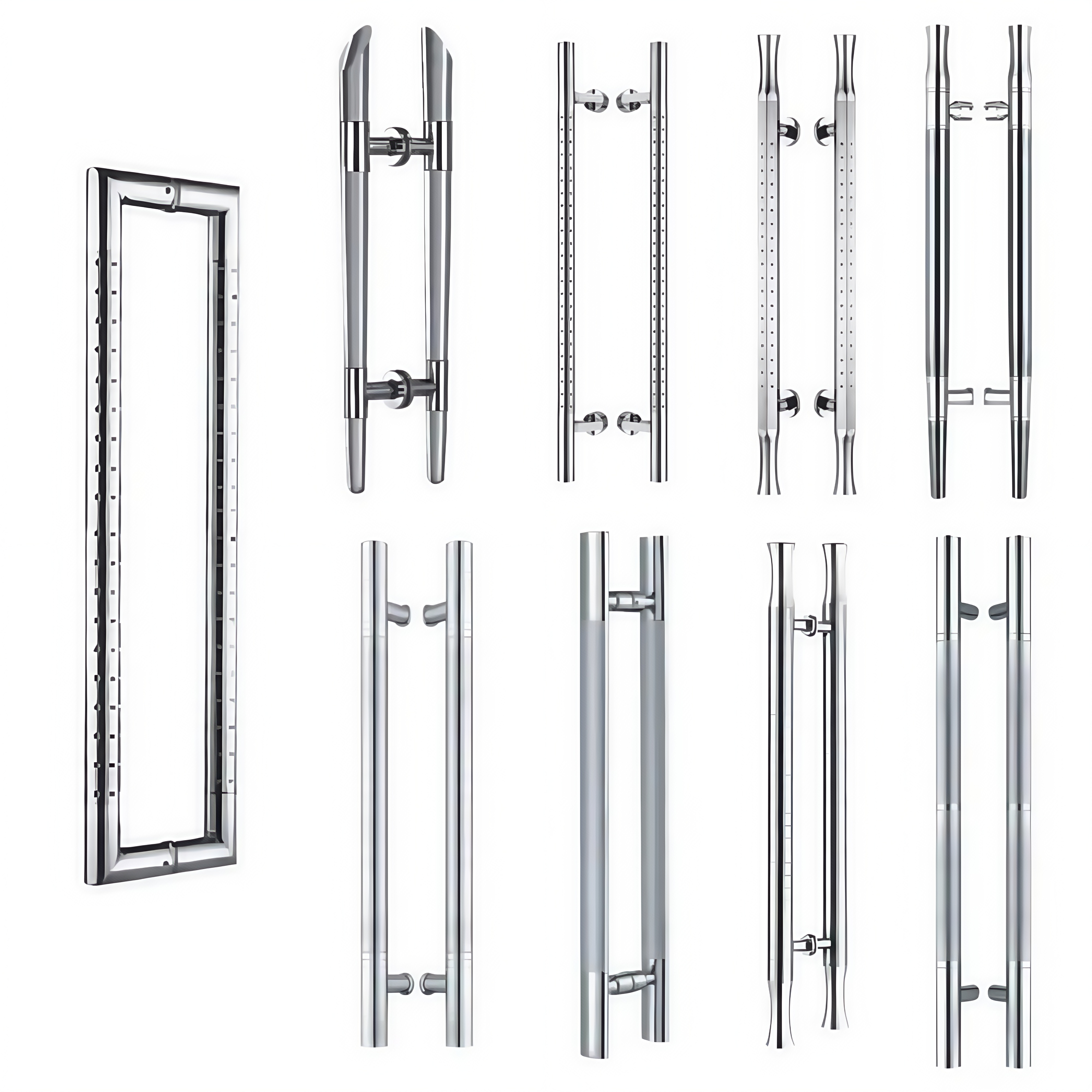 Luxury Modern Bathroom Glass Door Handle Aluminum Alloy Stainless Steel Entry Window Handle for Hotel or Home