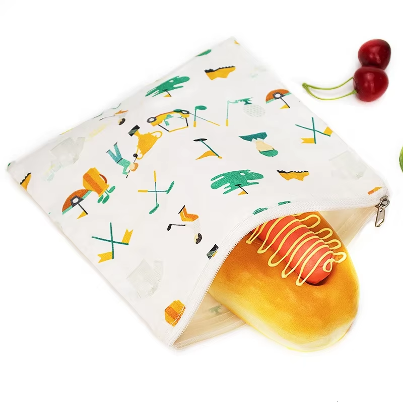 Reusable Eco Friendly Cotton Snack Bag Custom Printed Washable Sandwich Bags
