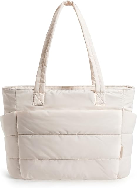 Tote Bag for Women Lightweight Puffy Tote Bag with Compartments Quilted Shoulder Bag Handbag for Travel Work Gym