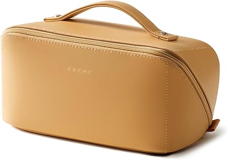 Large Capacity Cosmetic Bags for Women Travel Makeup Bag Waterproof Portable Pouch Open Flat Toiletry Bag Make up Organizer with Divider and Handle