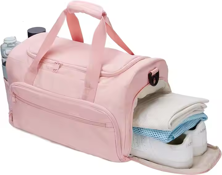 Fitness Wet and Dry Pink Duffel Bag Large Capacity Custom Travel Sling Sports Gym Tote Duffel Bag