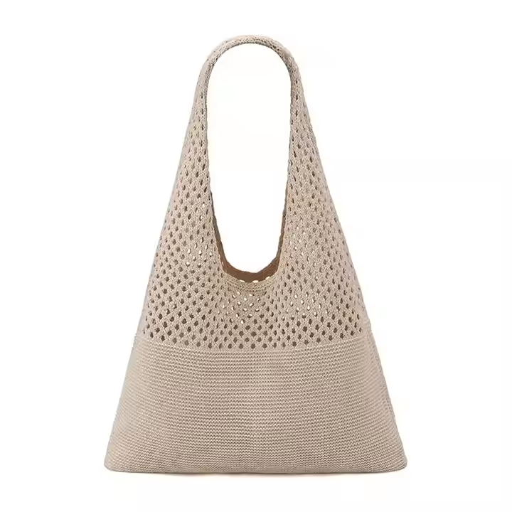 Women Mesh Beach Two Shoulder Bag Summer Vacation Aesthetic Boho Knit Crochet Tote Bag