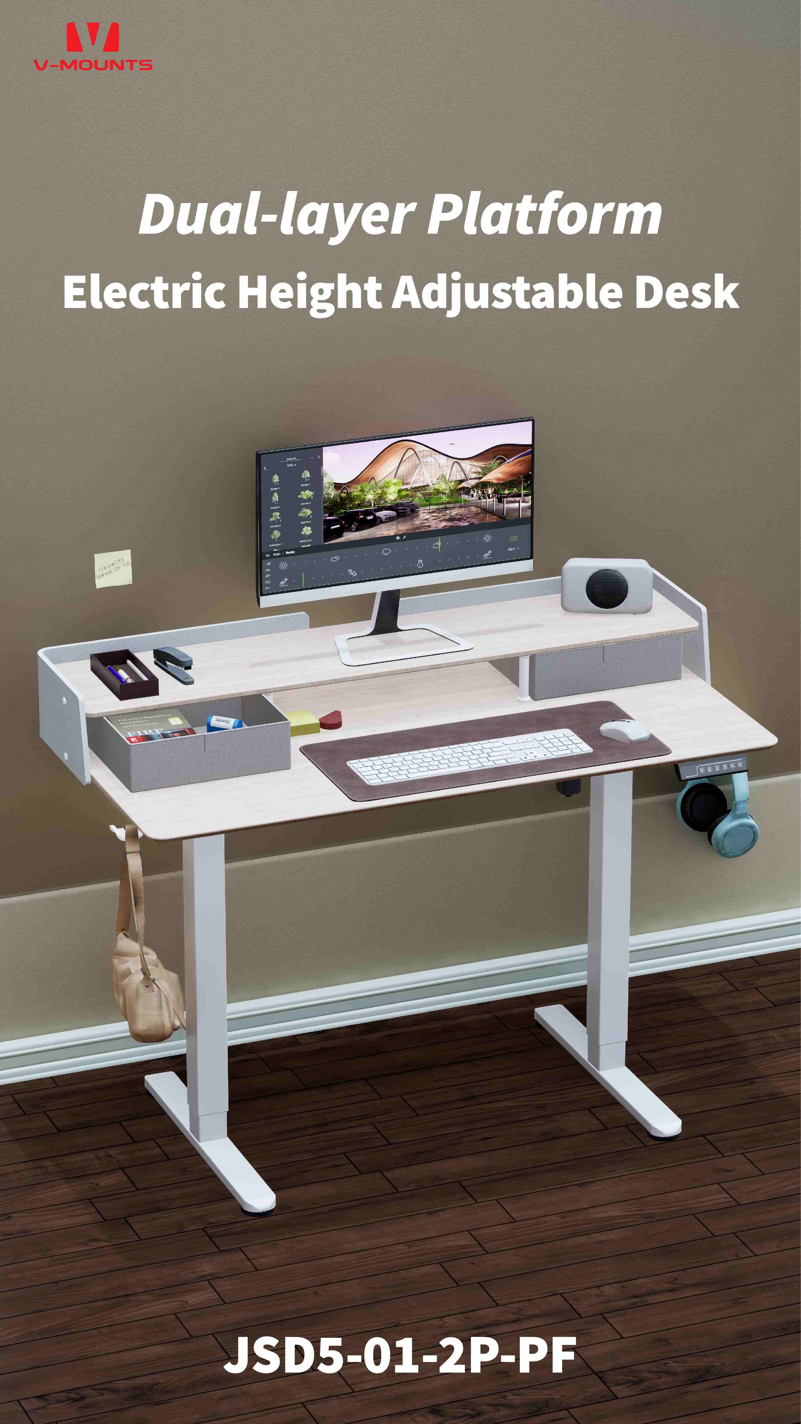 V-MOUNTS Electric Sit to Stand Desks JSD5-01-2P-PF