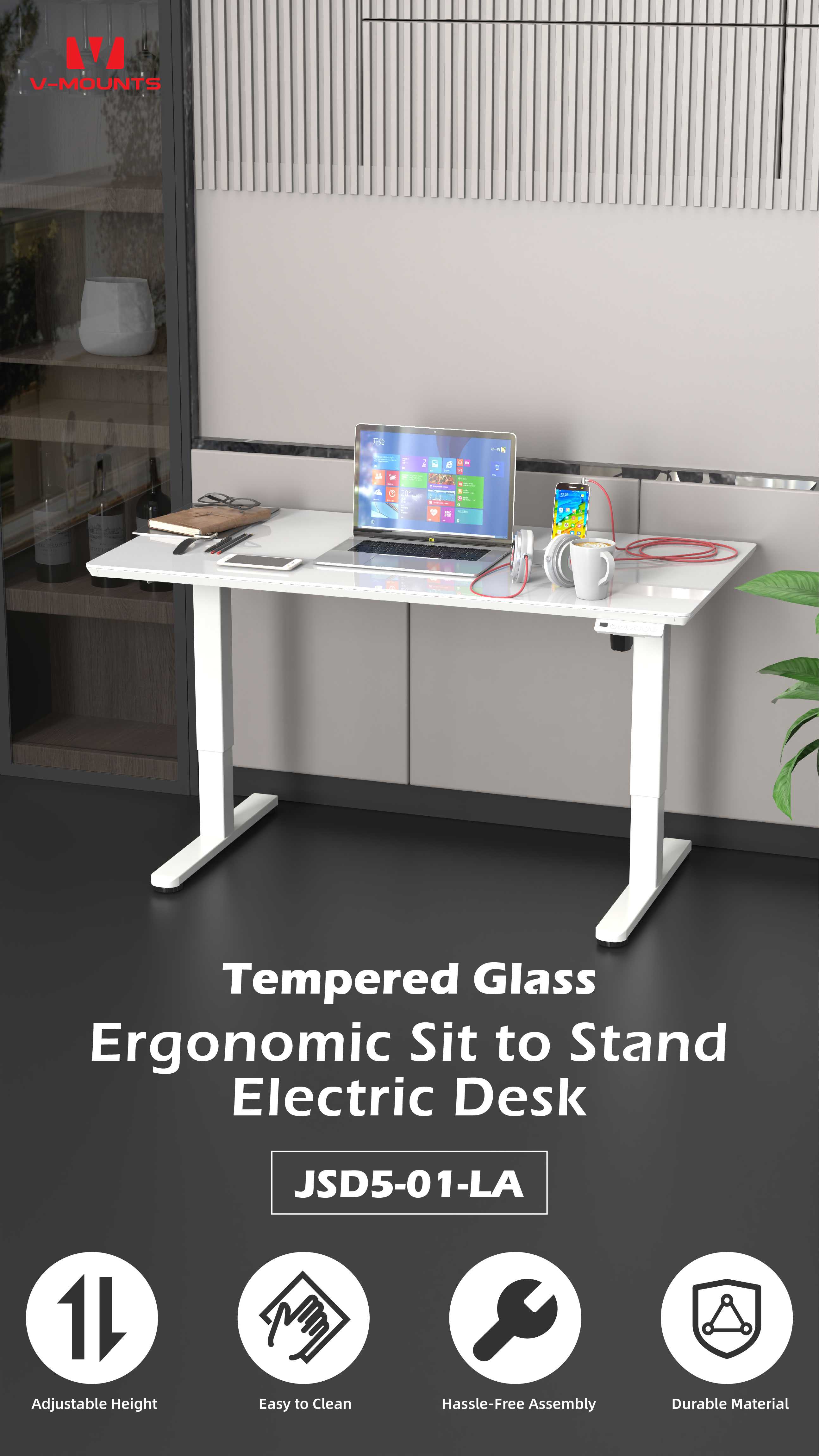 V-MOUNTS Electric Sit to Stand Desks JSD5-01-LA