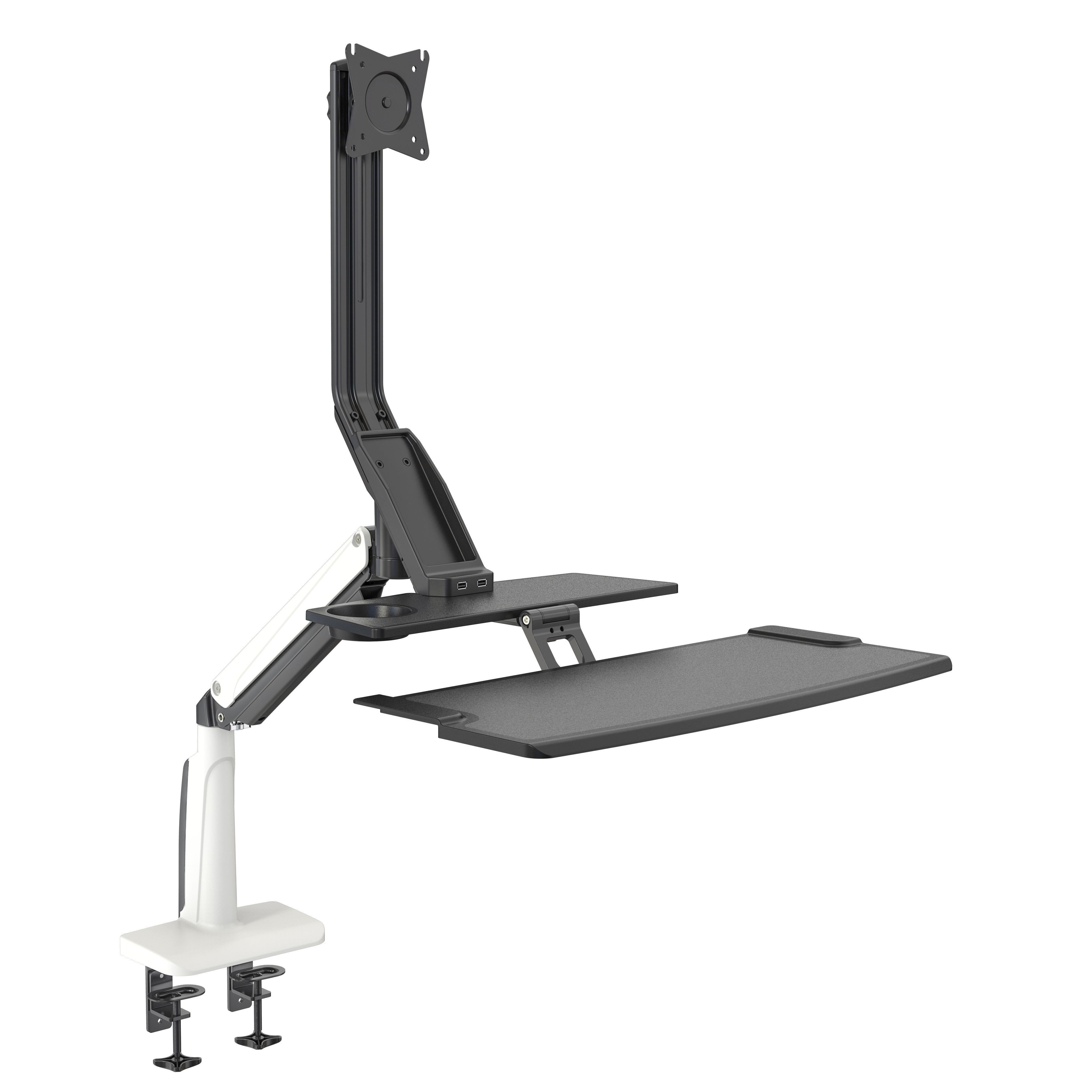 Adjustable Sit-Stand Monitor Arm with Keyboard Tray – V-MOUNTS VM-WS21E