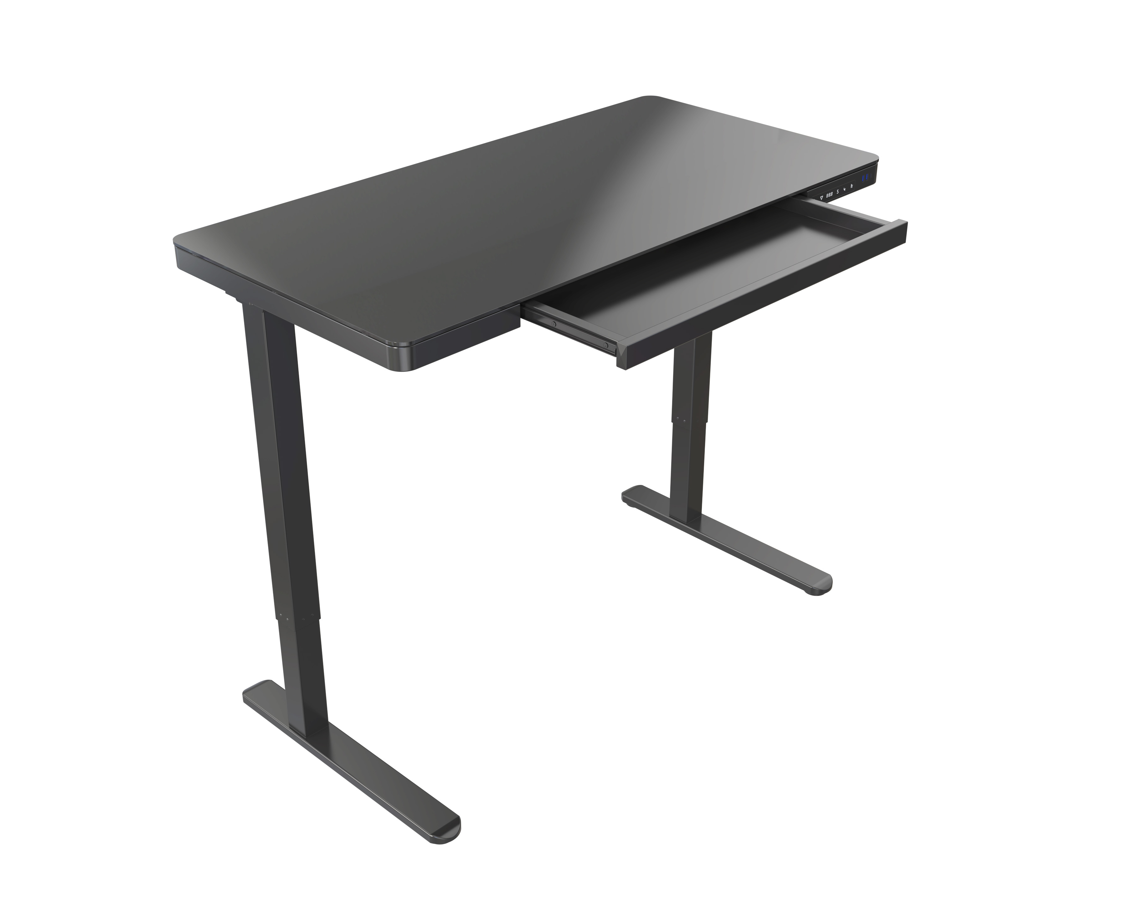 Tempered Glass Electric Standing Desk with USB Ports – V-MOUNTS JSD5-01-G1