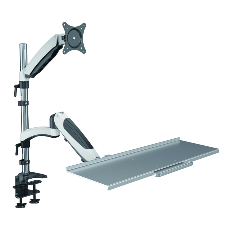 Height Adjustable Sit-to-Stand Monitor Riser with Keyboard Tray Desk Clamp – V-MOUNTS VM-WS01