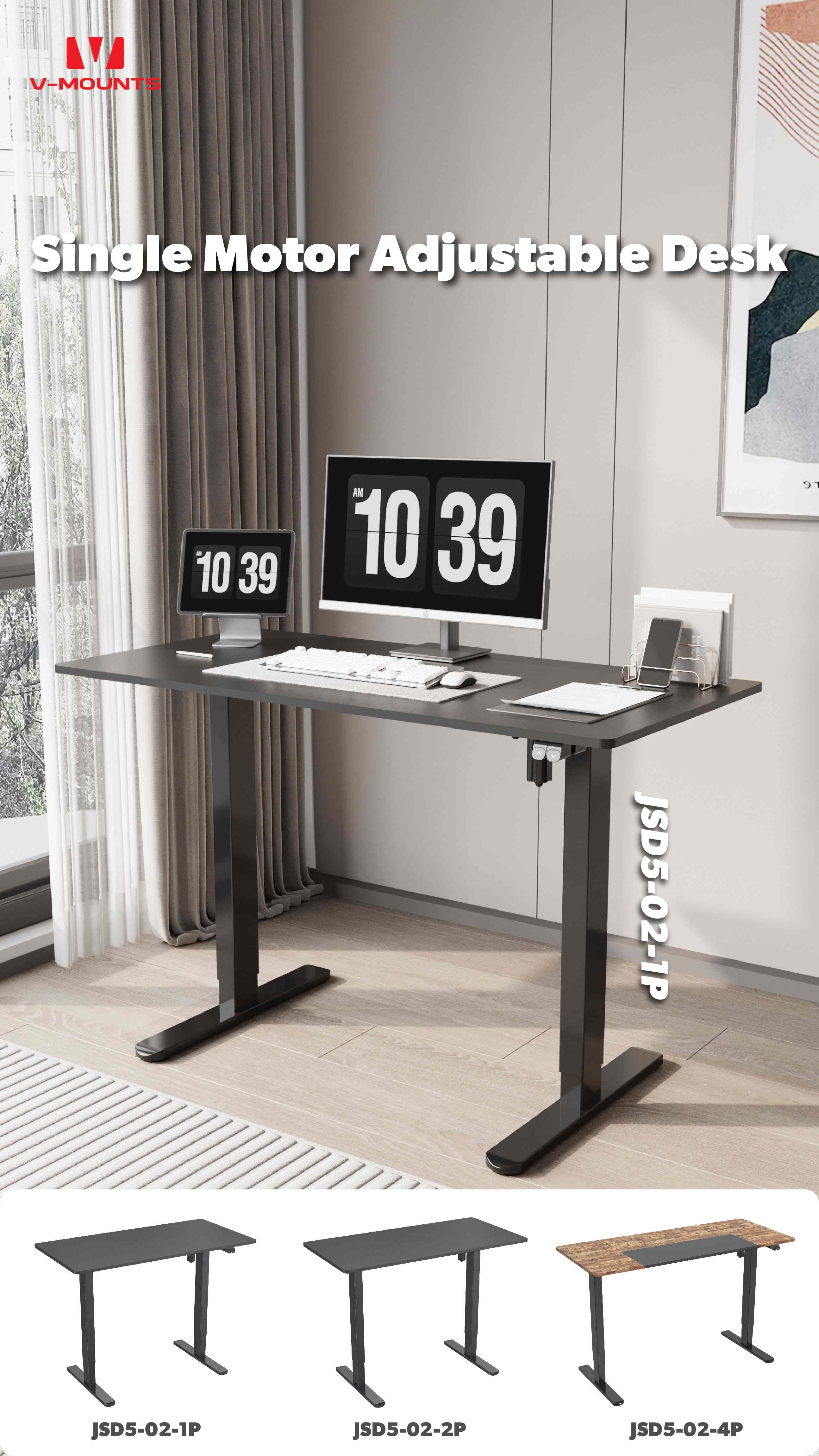 V-MOUNTS Electric Sit to Stand Desks JSD5-02-1P 2P 4P