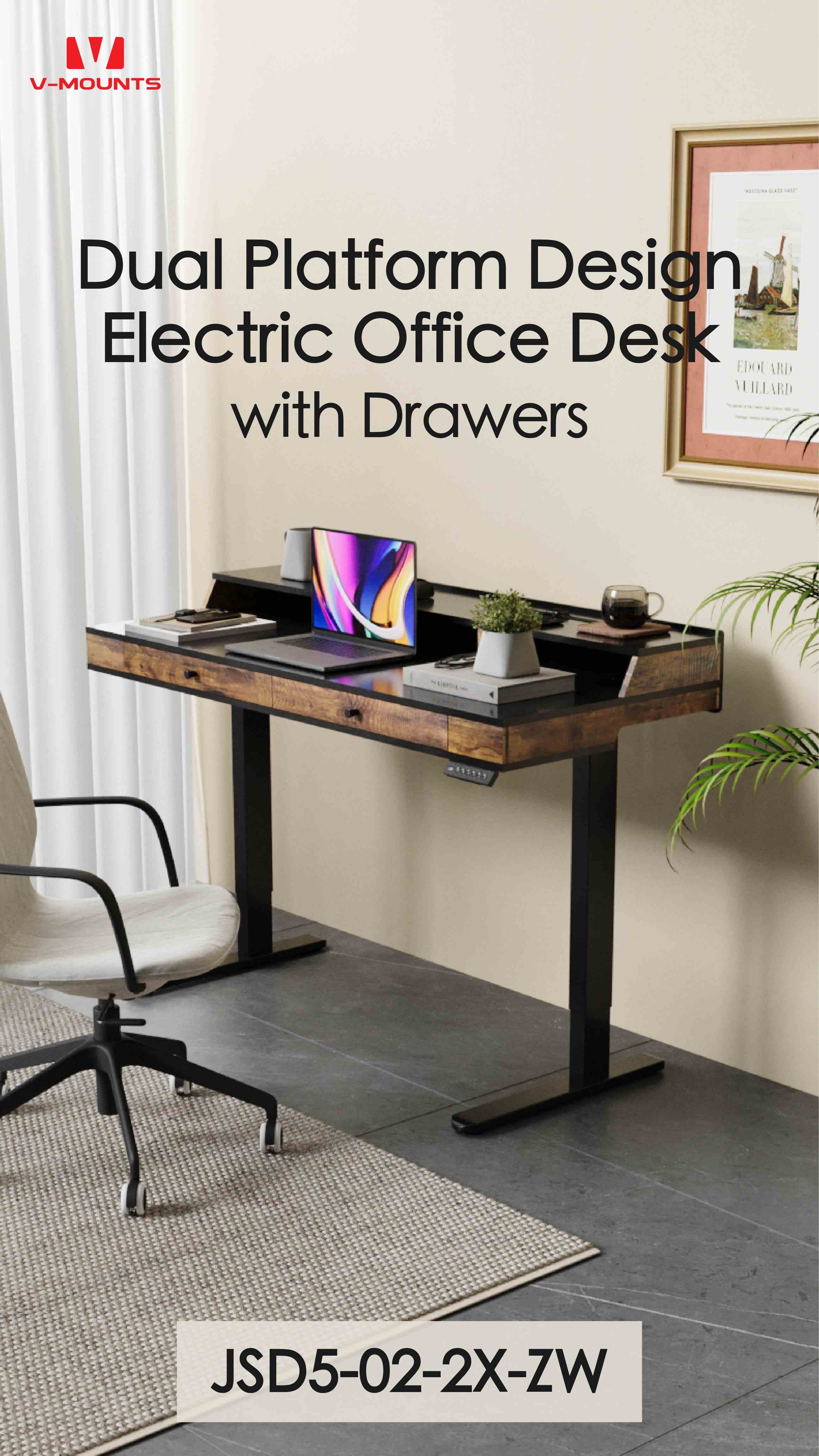 V-MOUNTS Electric Sit to Stand Desks JSD5-02-2X-ZW