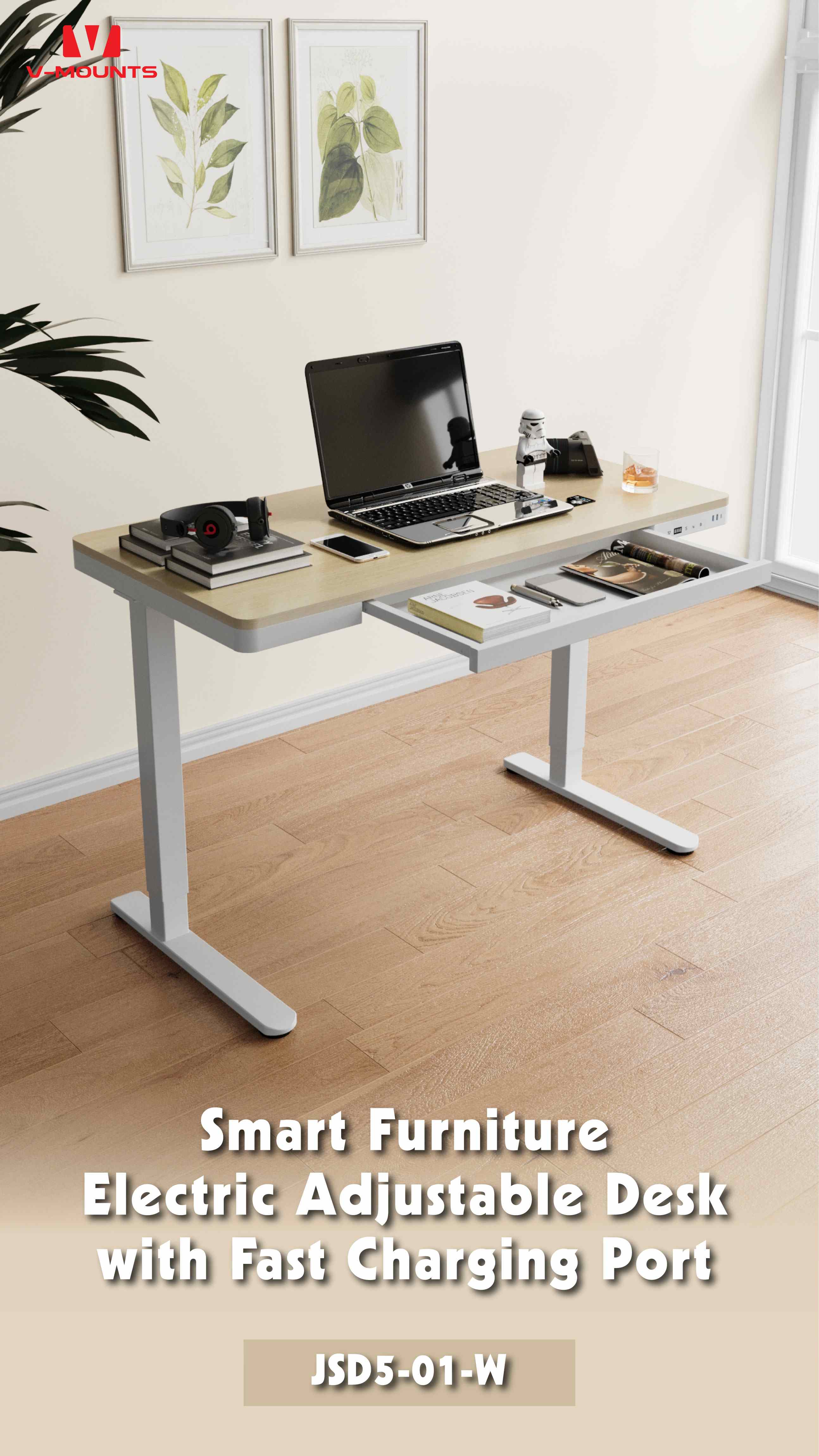 V-MOUNTS Electric Sit to Stand Desks JSD5-01-W