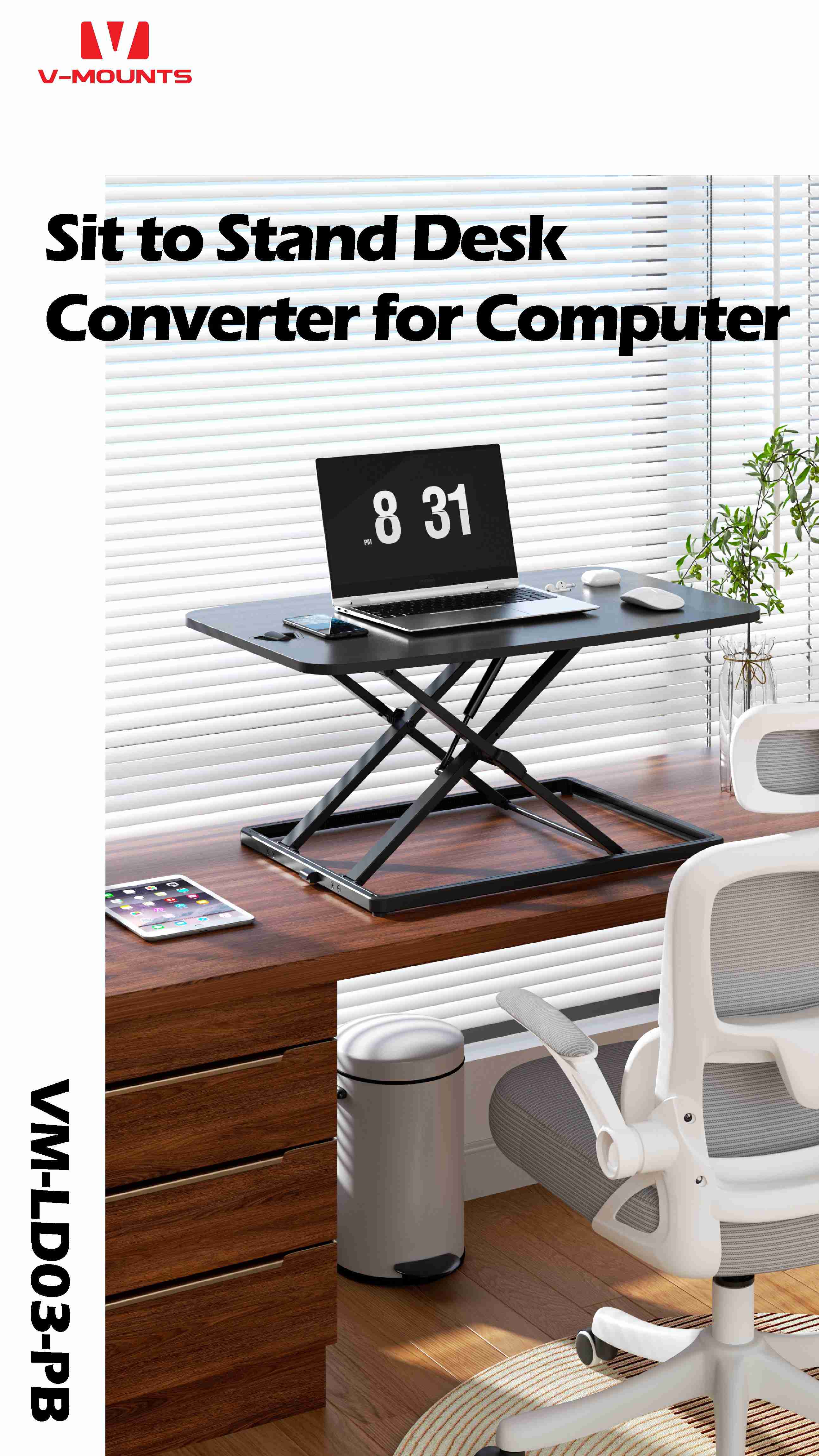 V-MOUNTS Gas Lift Desk Converters LD03-PB