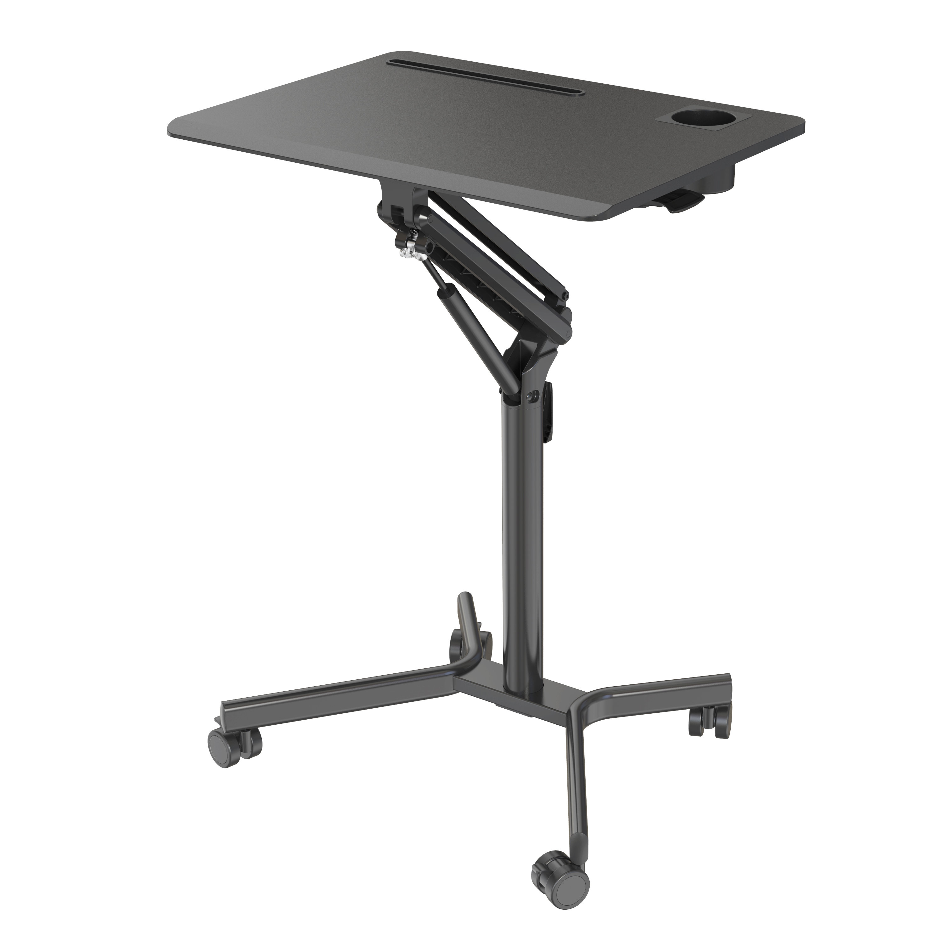 Height Adjustable Ergonomic Mobile Laptop Desk with Foldable Desktop & Cup Holder – V-MOUNTS VM-FDS101B