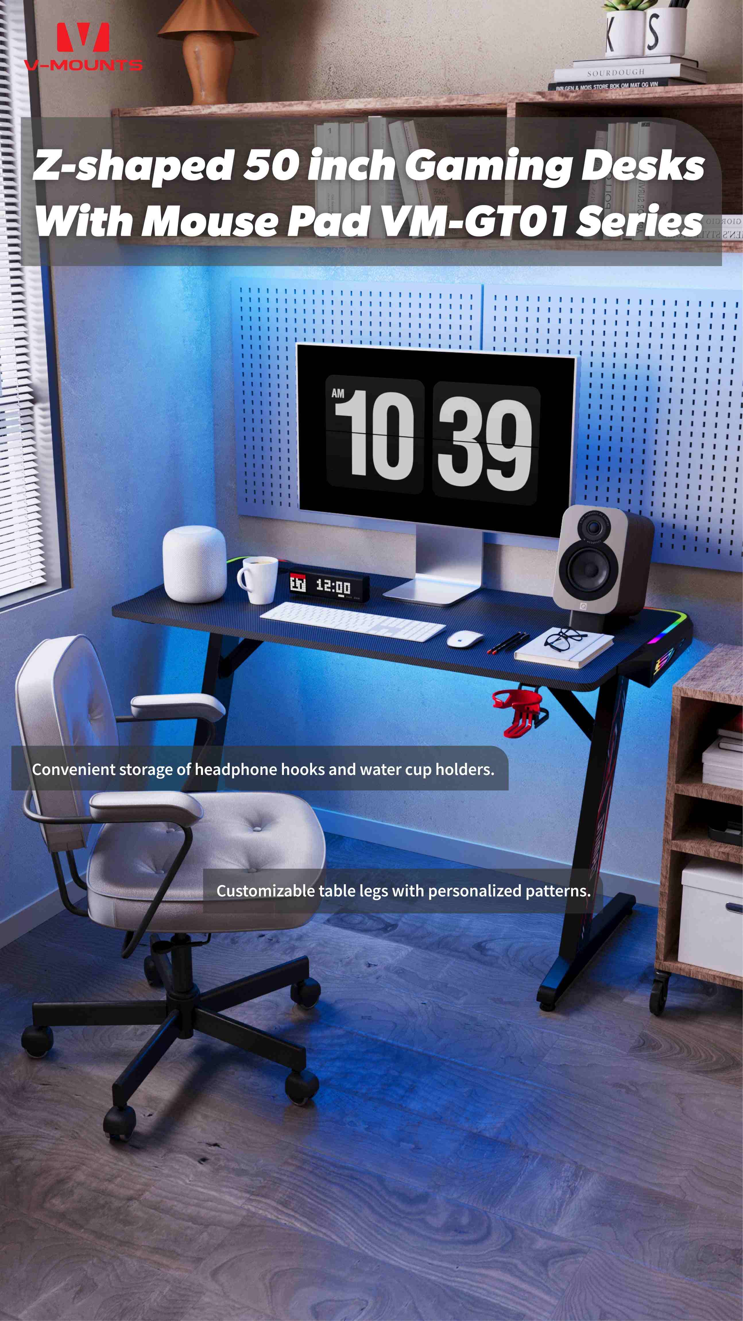 V-MOUNTS Fixed Height Gaming Desks GT01 series