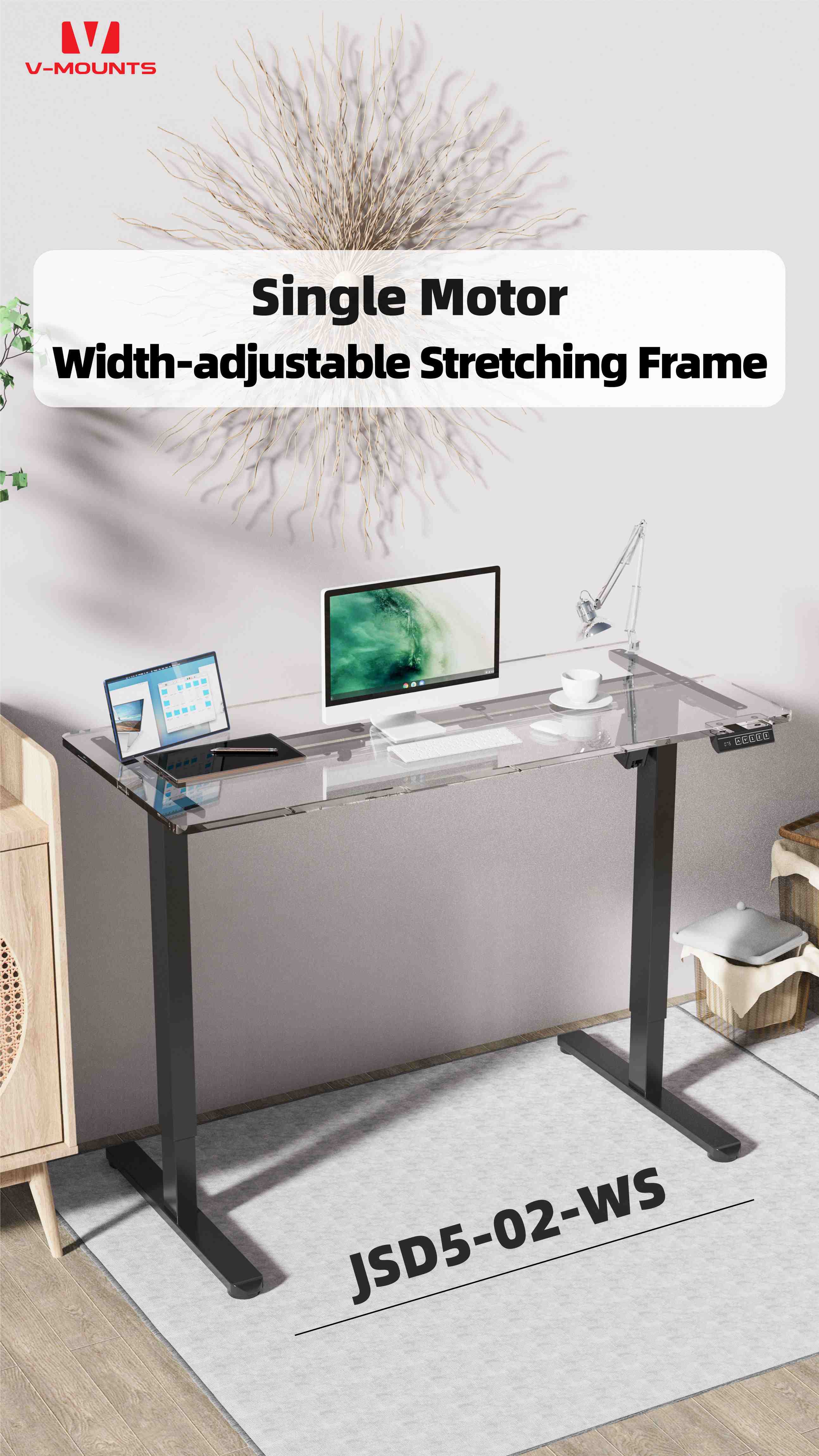 V-MOUNTS Electric Sit to Stand Desks JSD5BM-02-G（JSD5-02-WS）