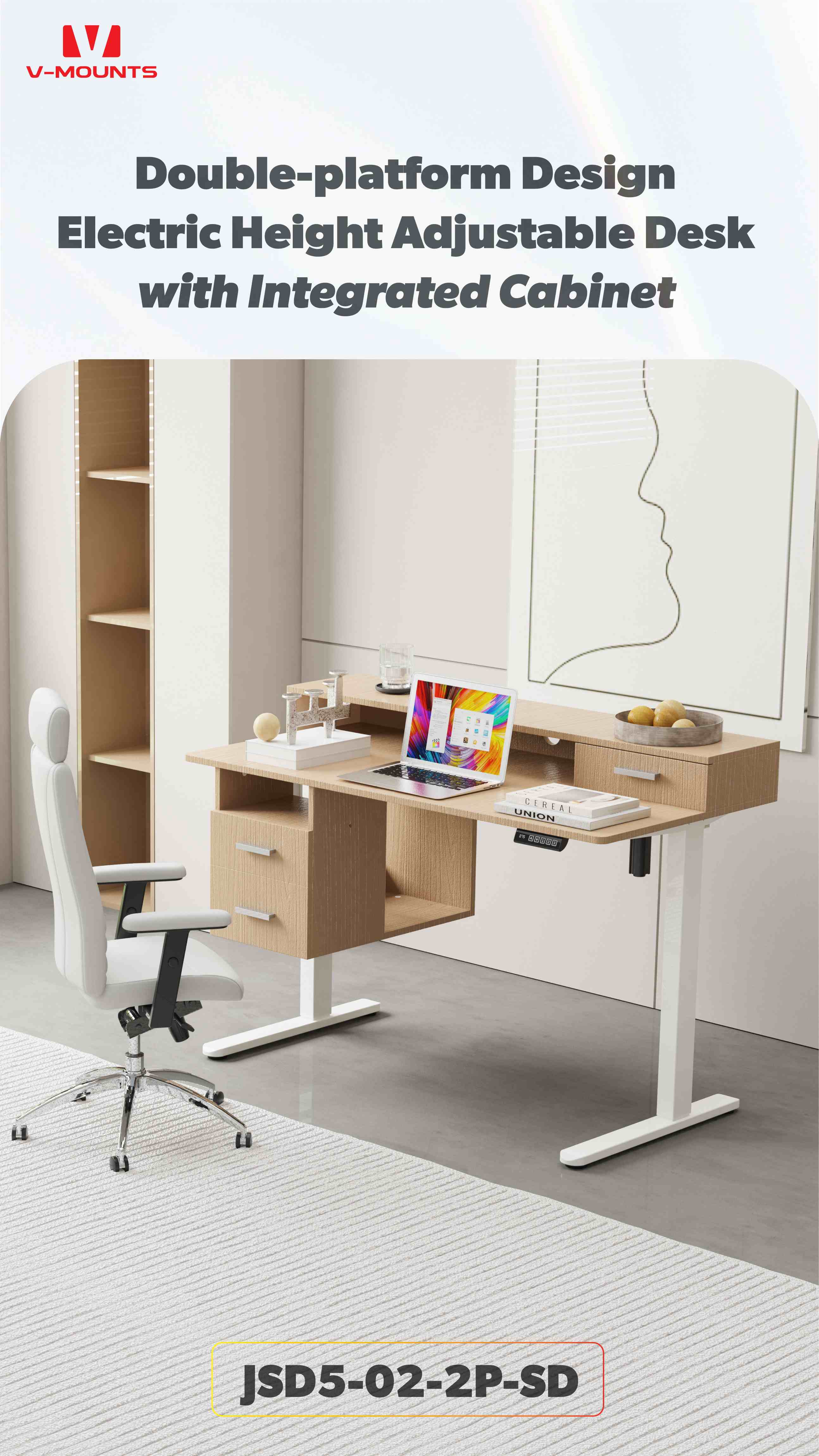 V-MOUNTS Electric Sit to Stand Desks JSD5-02-2P-SD