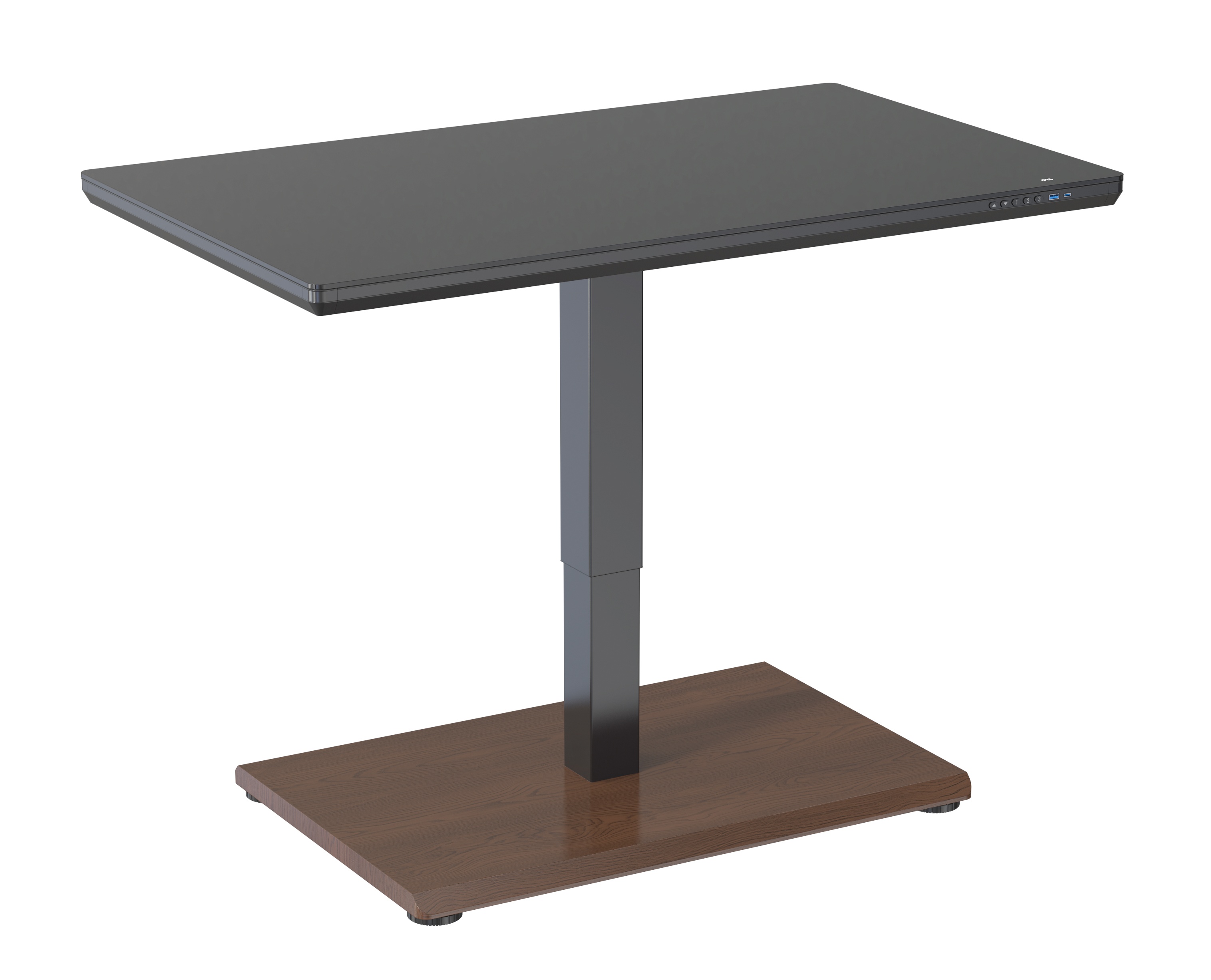 Glass Top Electric Standing Desk, Single Motor Height Adjustable | V-MOUNTS JSD1-01-G6-D