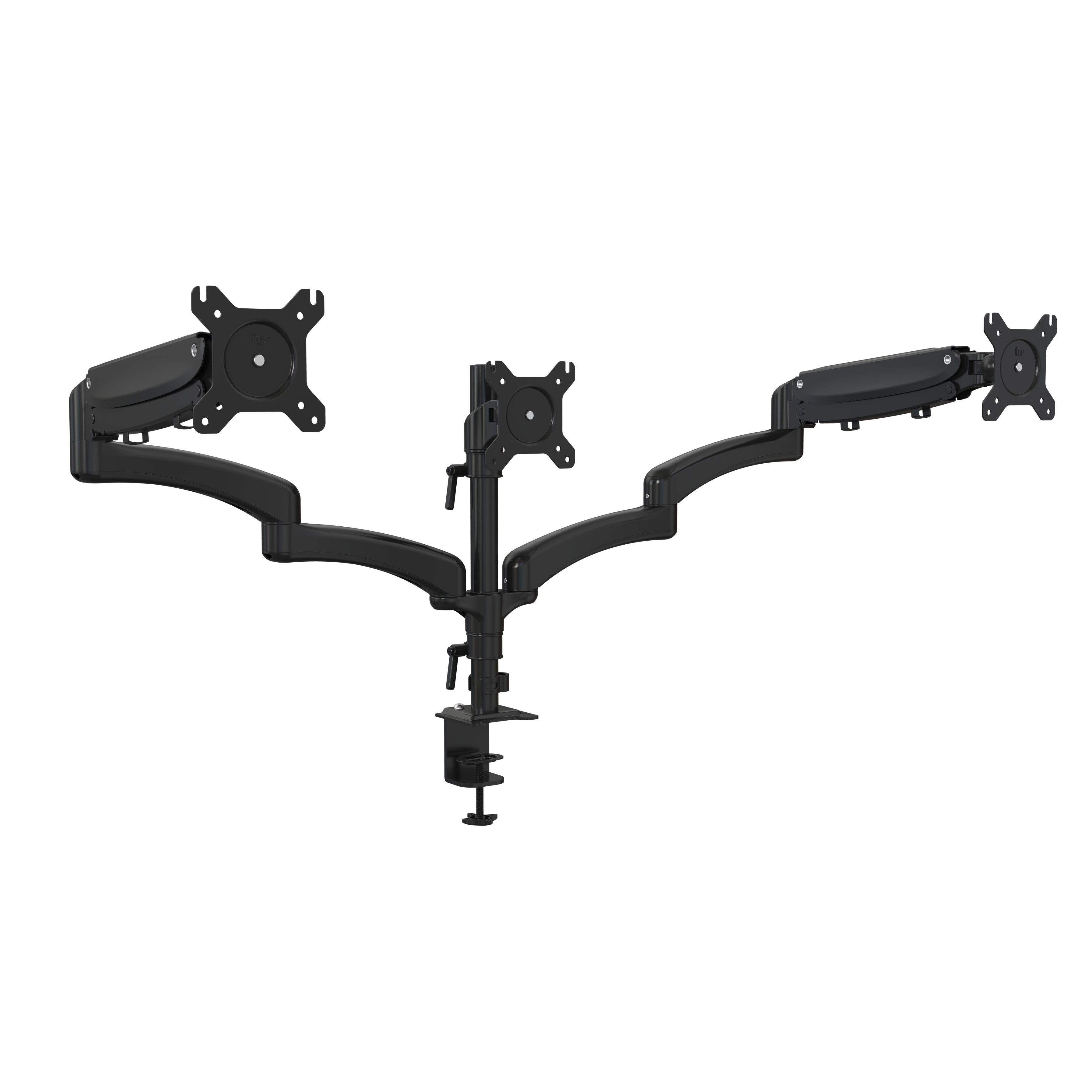 Triple Monitor Stand Aluminum Gas Spring Adjustable Desk Mount with C-Clamp & Grommet – V-MOUNTS VM-GM536YD