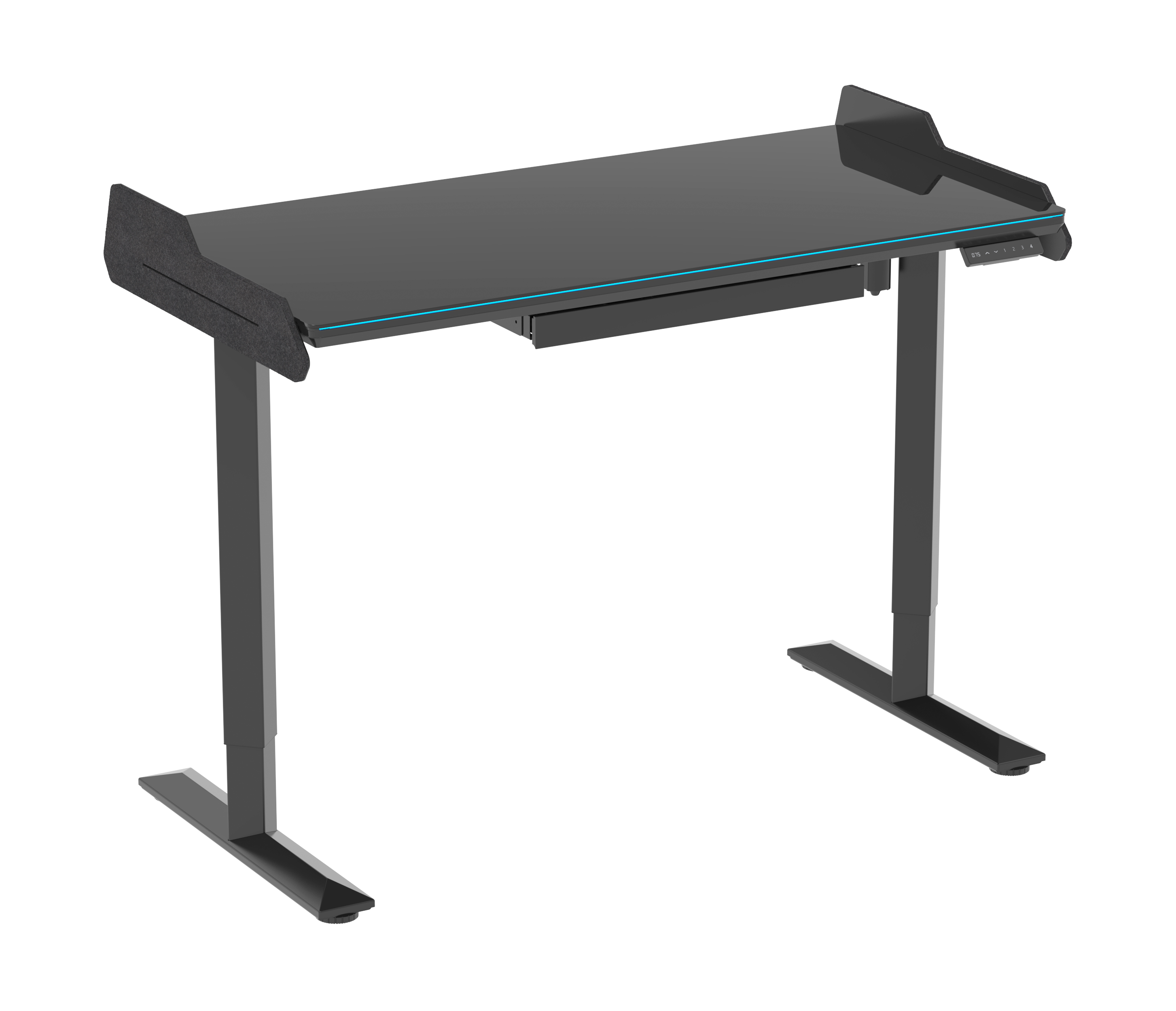 Tempered Glass Electric Standing Desk with LED & Memory Presets V-MOUNTS JSD5-01-G3