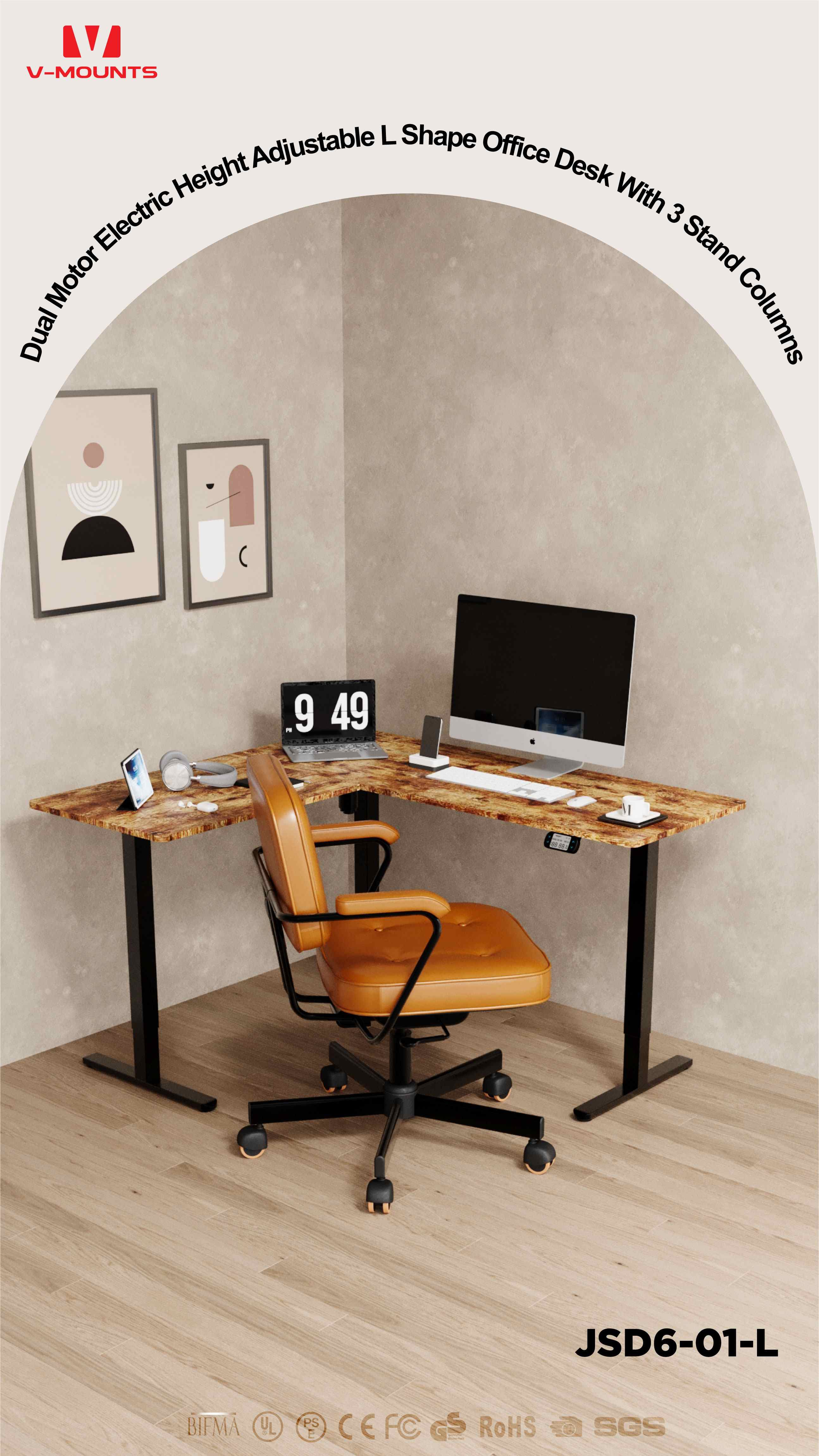 V-MOUNTS Electric Sit to Stand Desks JSD6-01-L