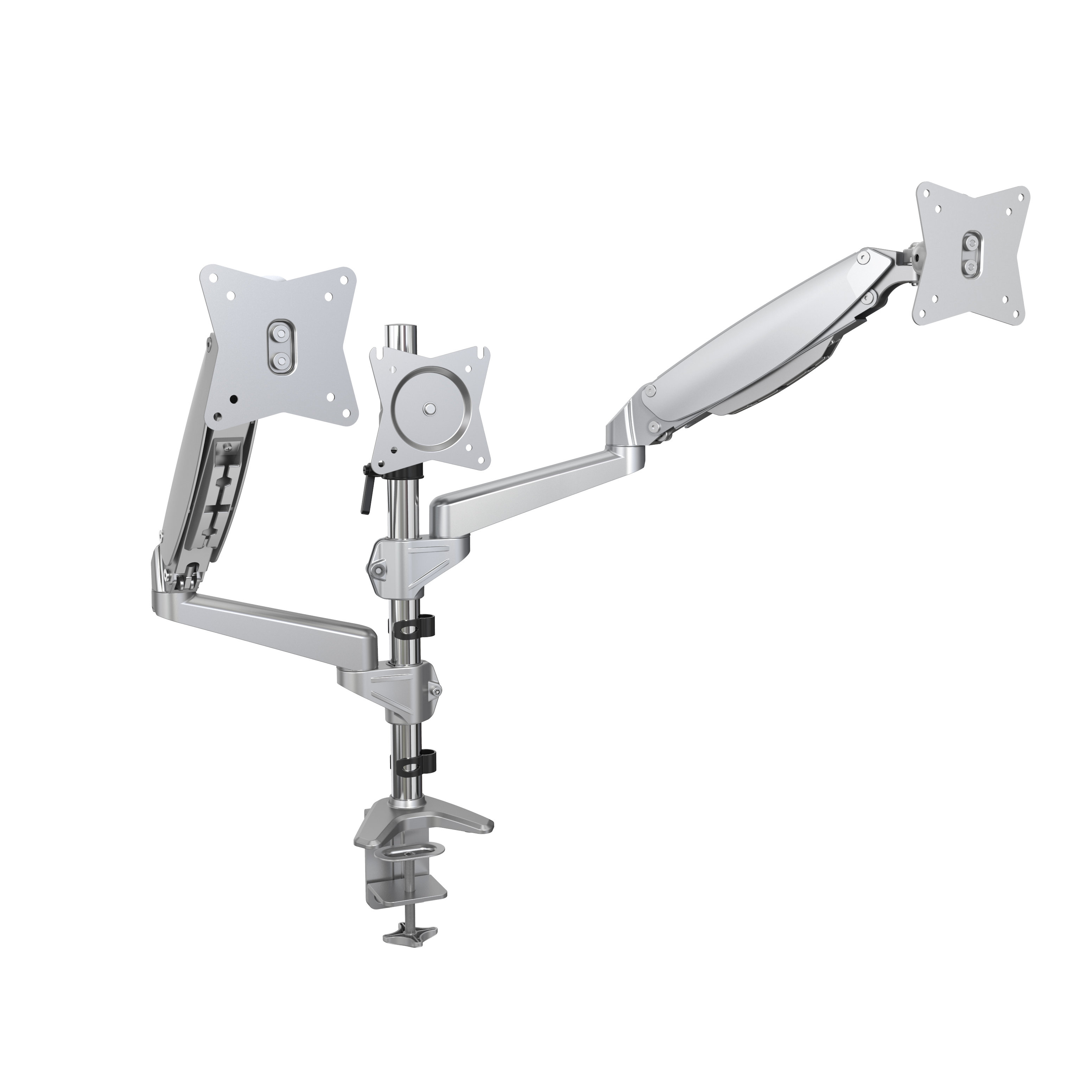 Portable Triple Monitor Desk Mount with Mechanical Spring Arms – V-MOUNTS VM-DS334D