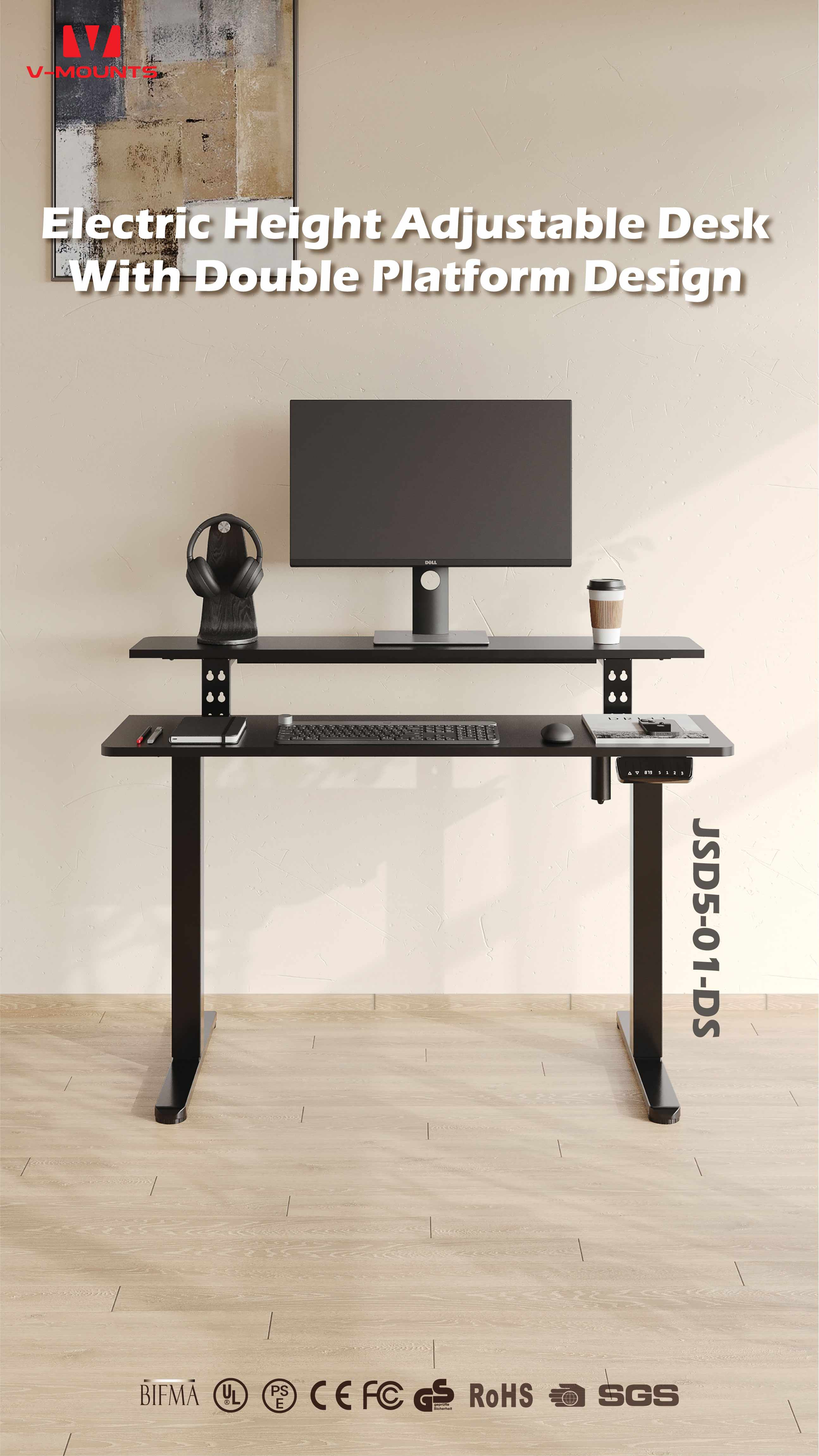 V-MOUNTS Electric Sit to Stand Desks JSD5-01-DS