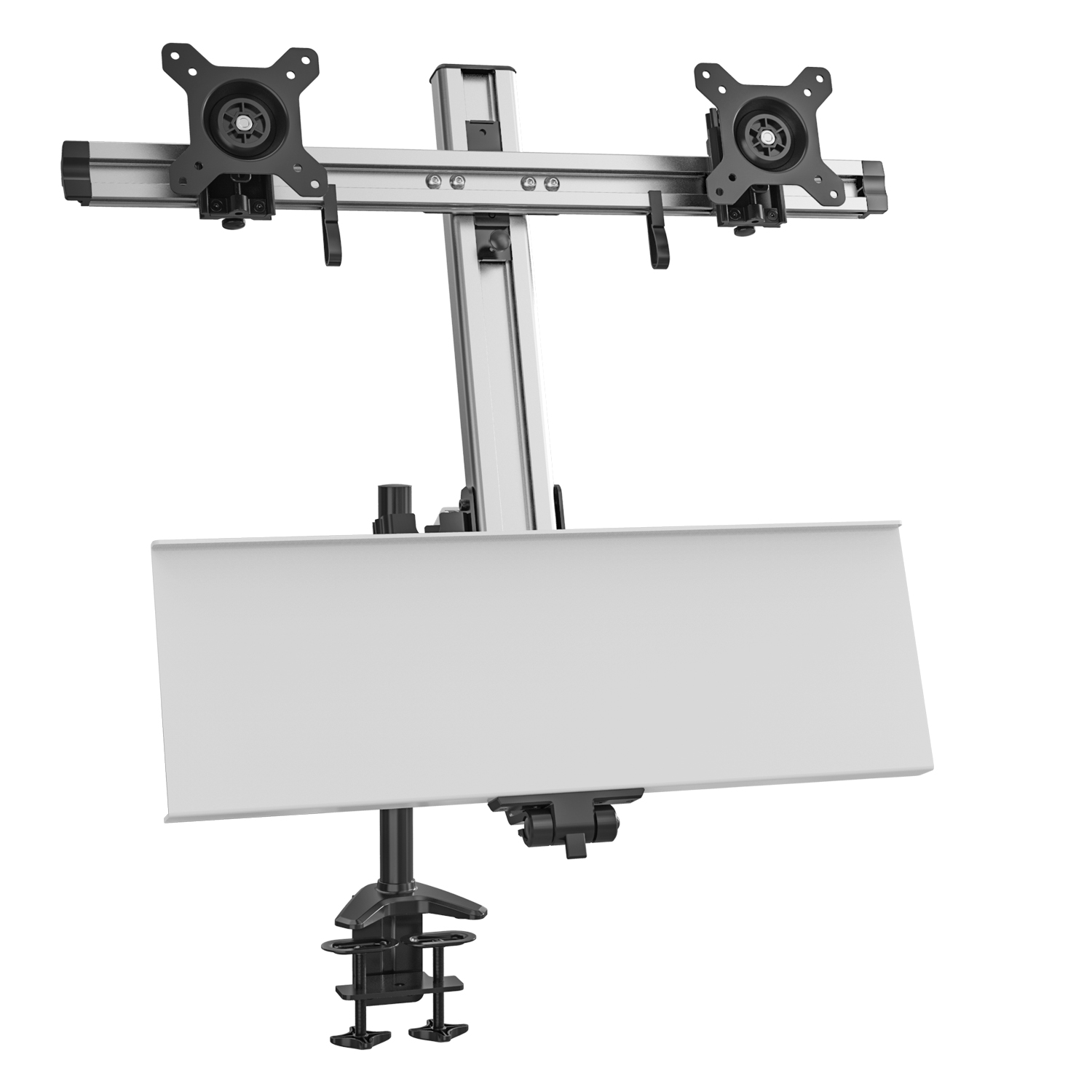 Dual Monitor Sit-Stand Desk Converter with Keyboard Tray – V-MOUNTS VM-WS12