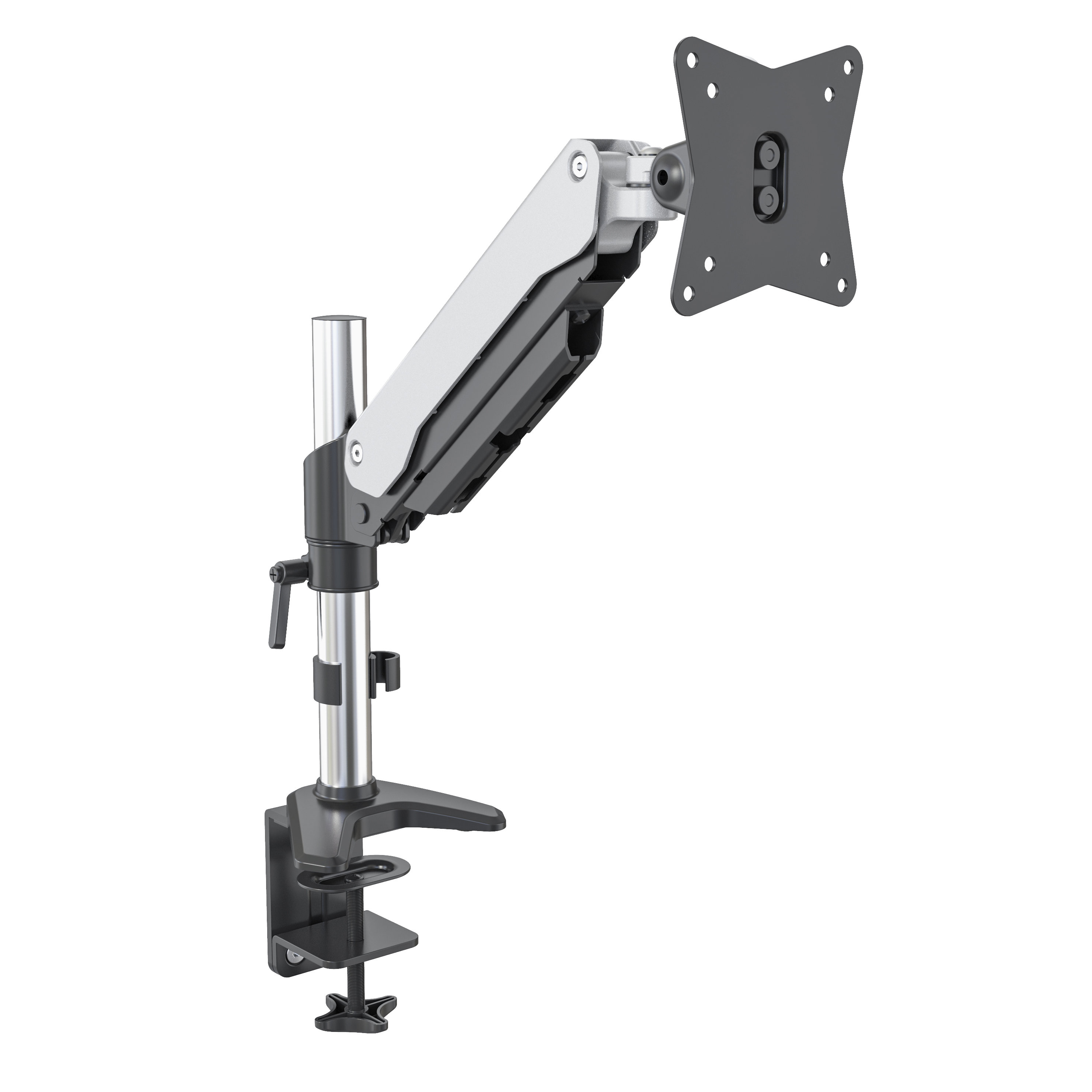 Gas Spring Adjustable Single Monitor Arm with Free Hover & Detachable Base – V-MOUNTS VM-GA11