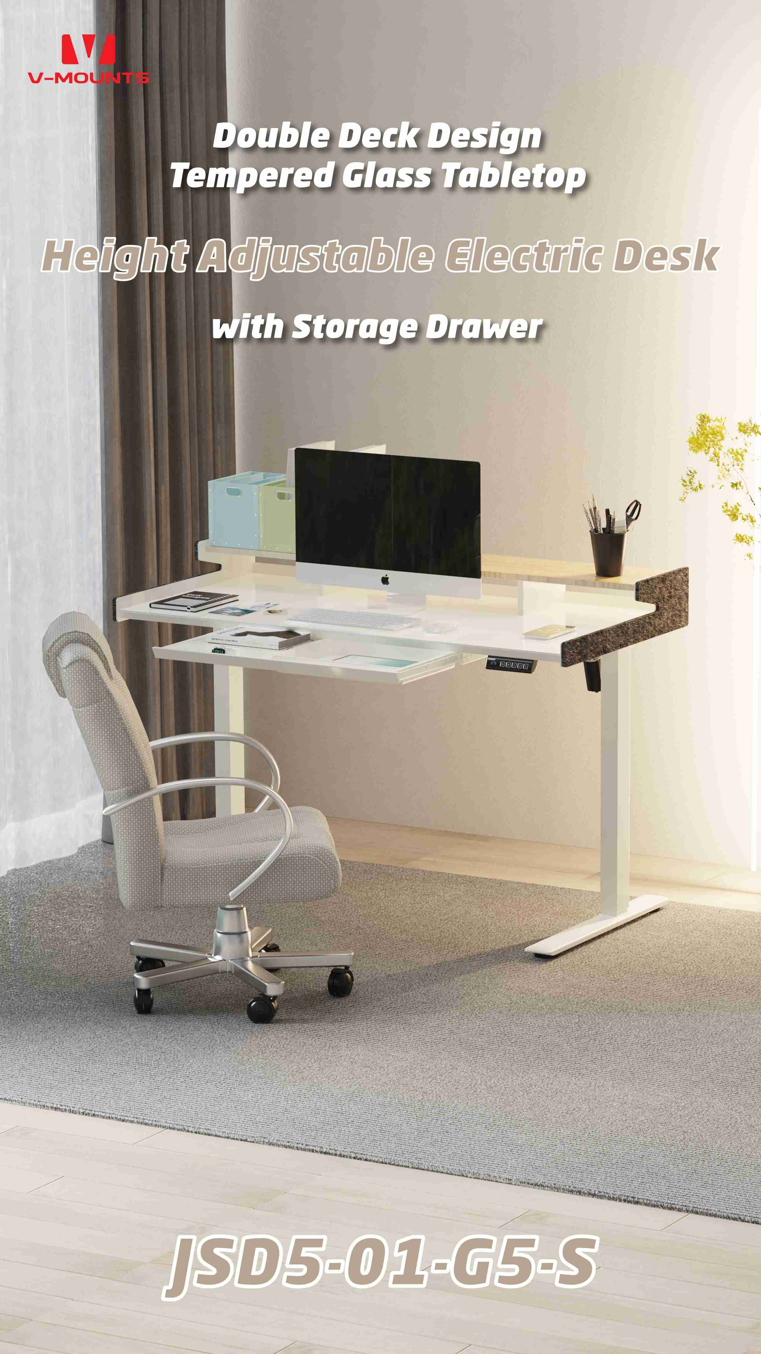 V-MOUNTS Electric Sit to Stand Desks JSD5-01-G5-S