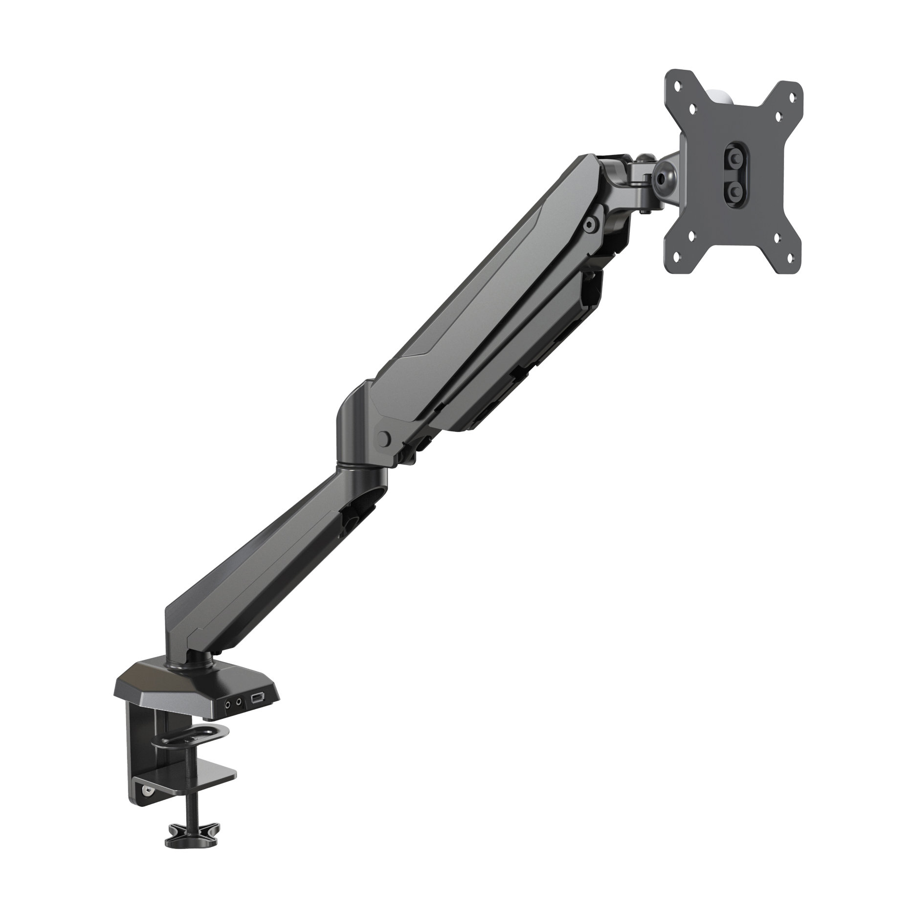Ergonomic Single Monitor Arm with USB Ports & Gas Spring | V-MOUNTS VM-GM212U