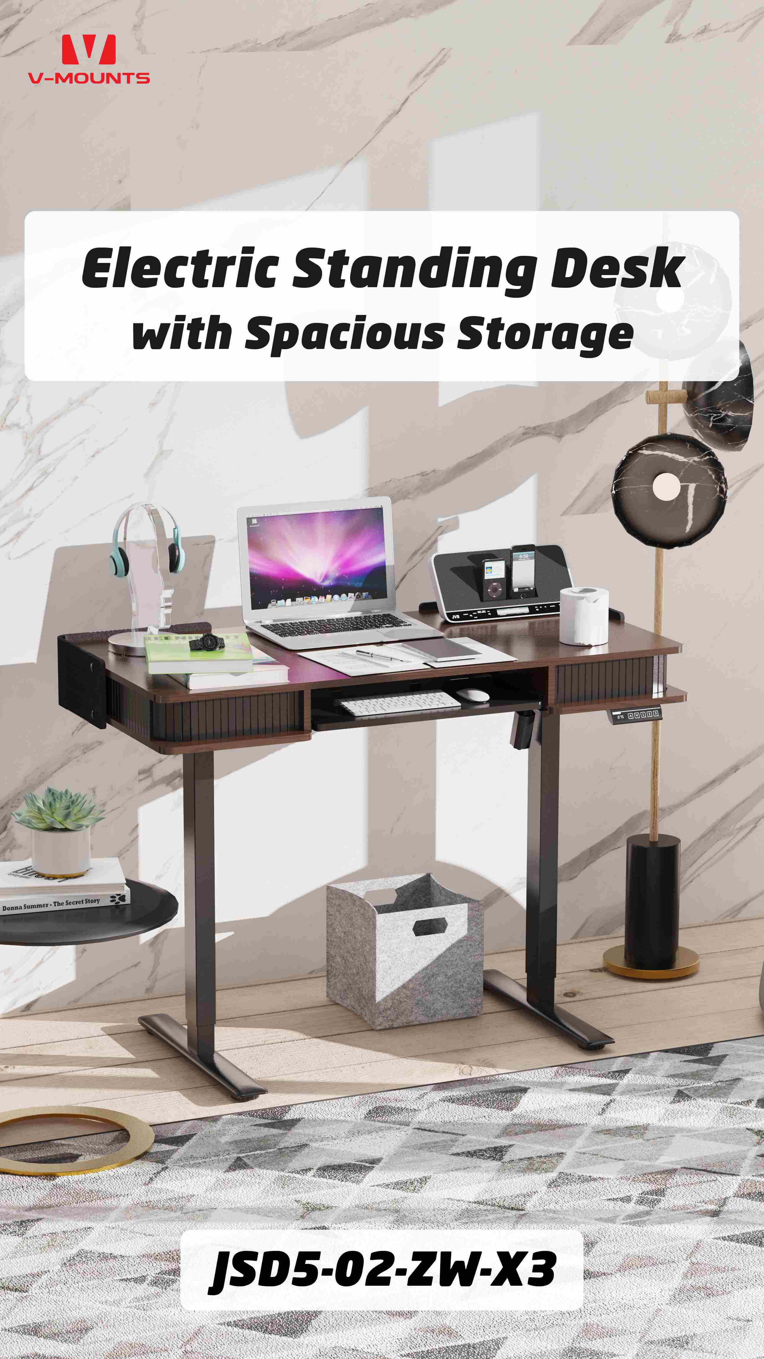 V-MOUNTS Electric Sit to Stand Desks JSD5-02-ZW-X3