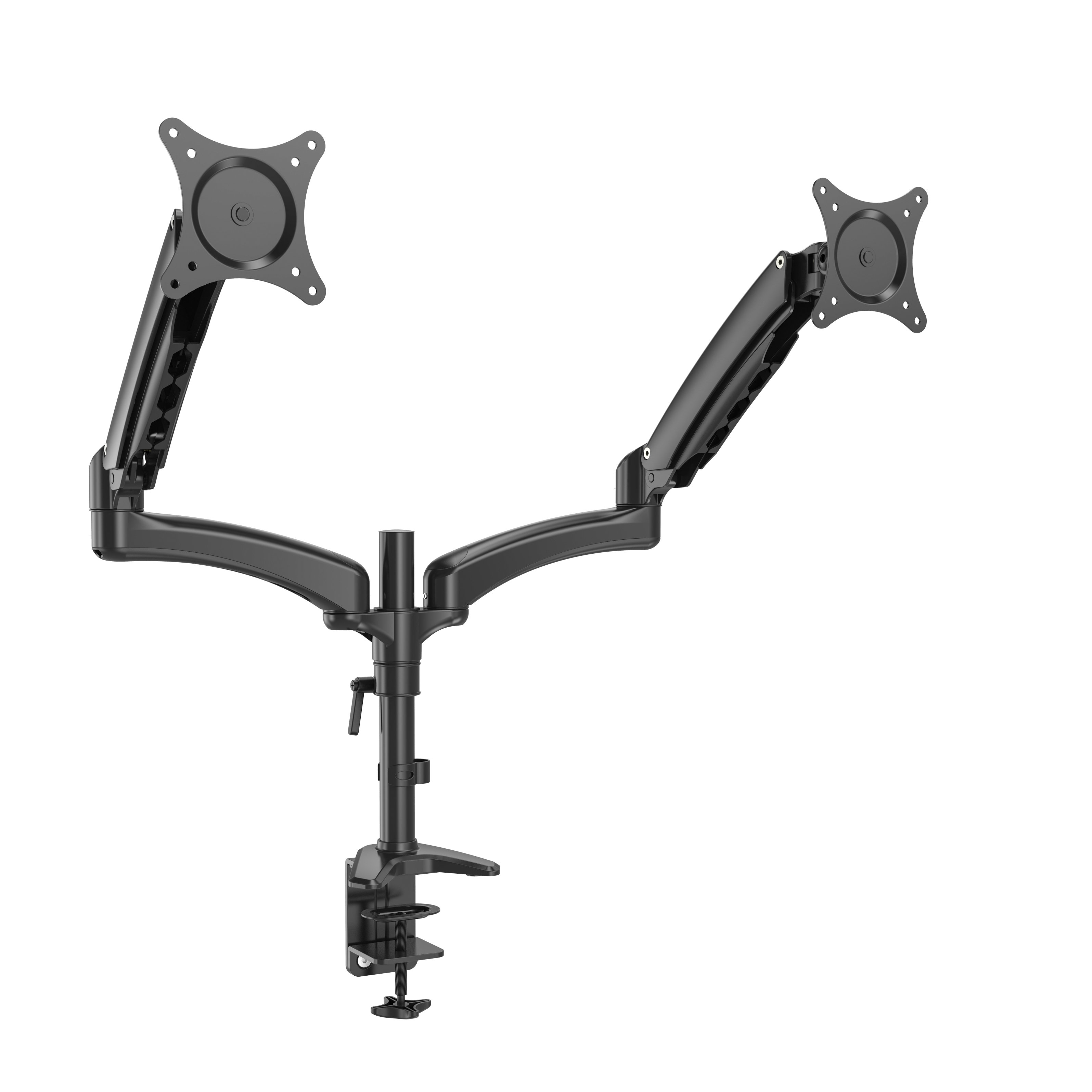 Mechanical Spring Dual Monitor Arm with External Cable Management – V-MOUNTS VM-DS124D-E