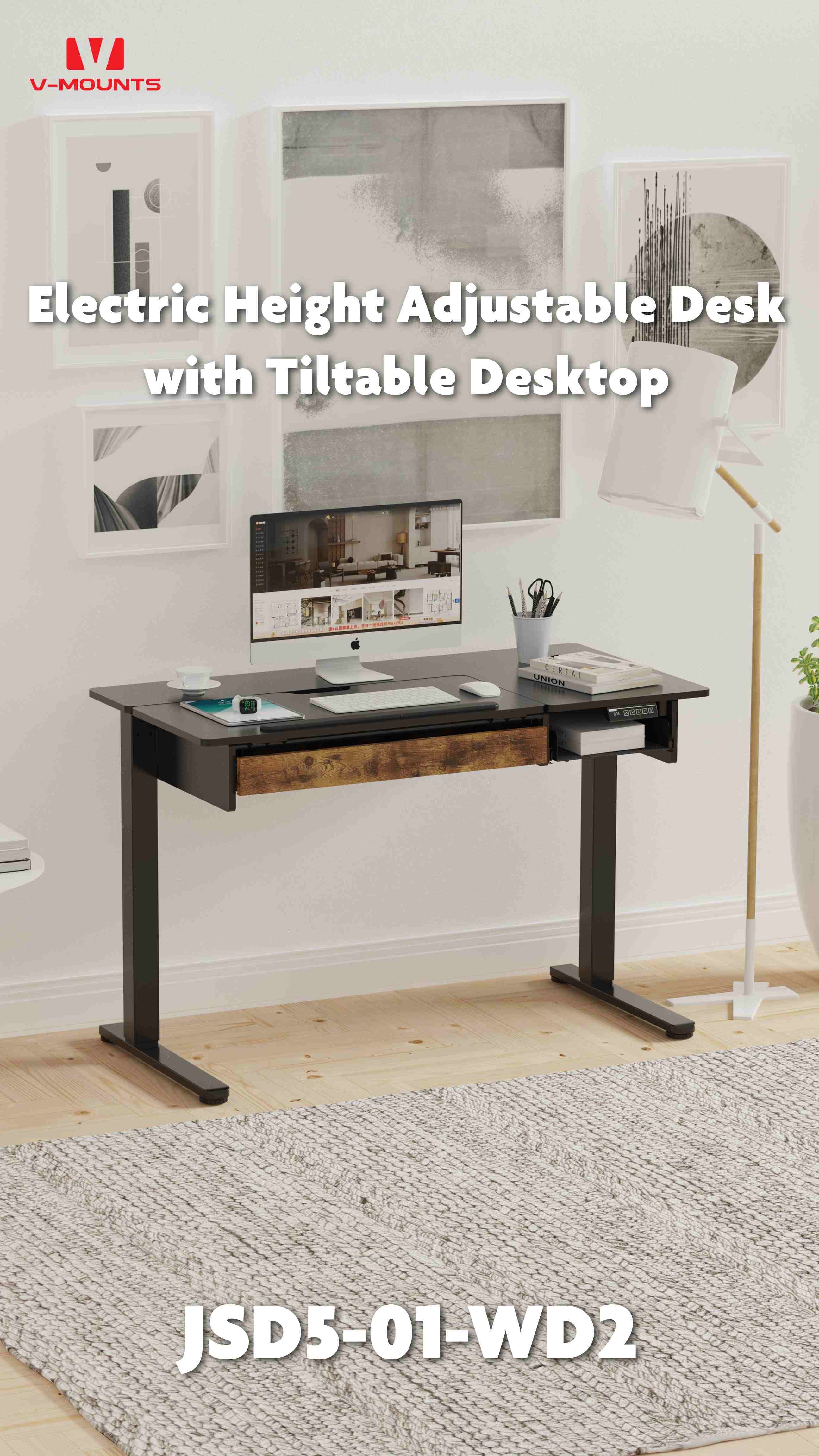 V-MOUNTS Electric Sit to Stand Desks JSD5-01-WD2