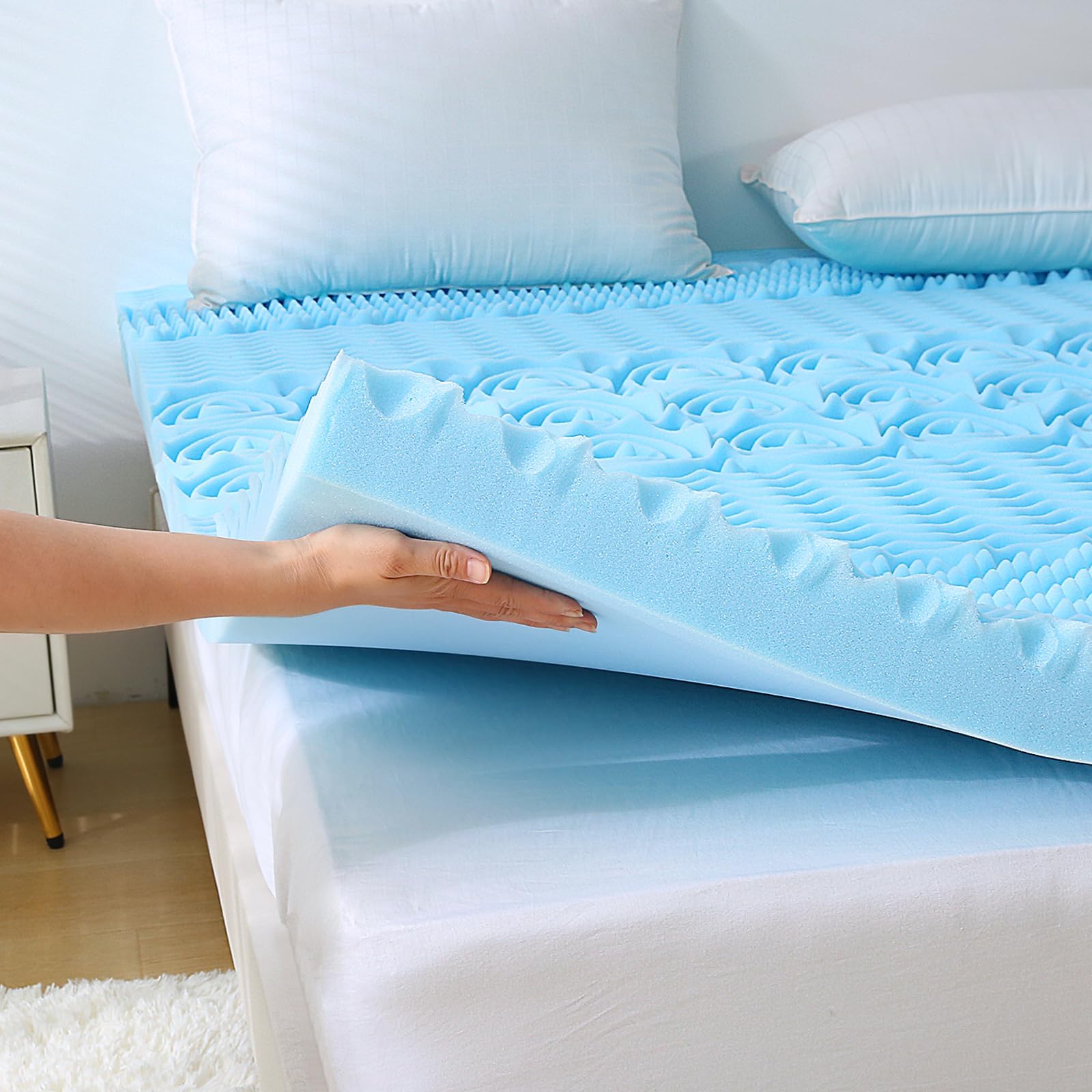 7zones Relieve Soft Gel Topper Mattress 2-4 Inch King Queen Size Cooling Gel Memory Foam Bed Mattress