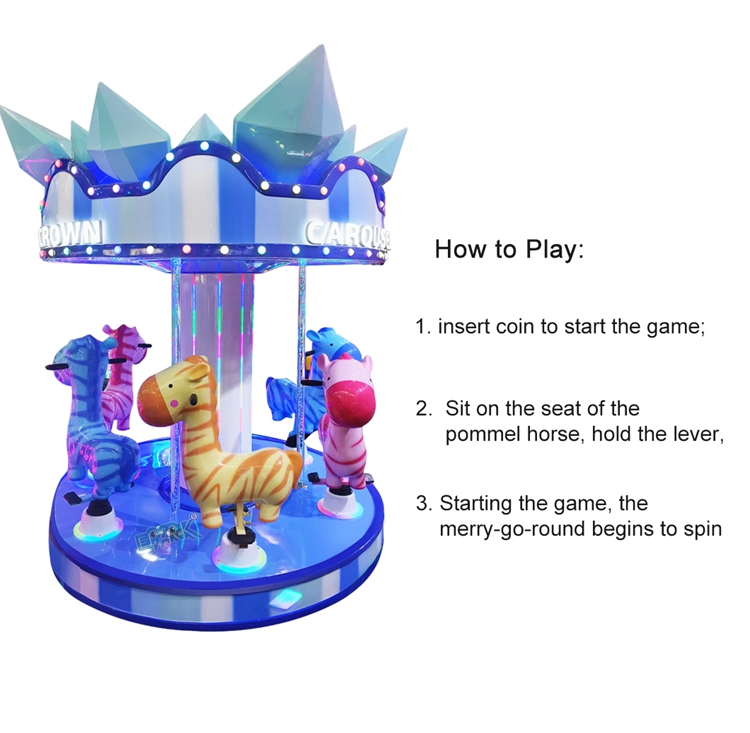 Coin Game Kids Ride Carousel 6 Players Merry Go Round Horse Swing Kids Riding Machine For Sale factory