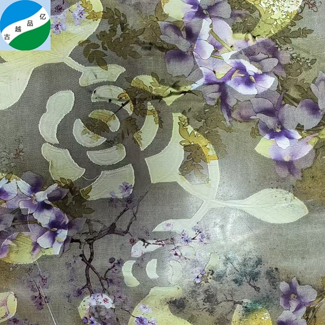 למכירה חמה - חומר מפוליאסטר שיףון עם פרחים חתוכים ומדפסת דיגיטלית, למוצרי הלבשה, בהנחה, מוכן מראש, R-251009-1