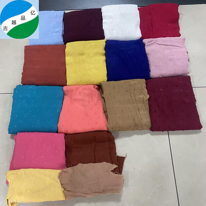 מלאי תכלת ראיון קרפ חיתוך פרחים צבוע עבור בגדים M-241230-2