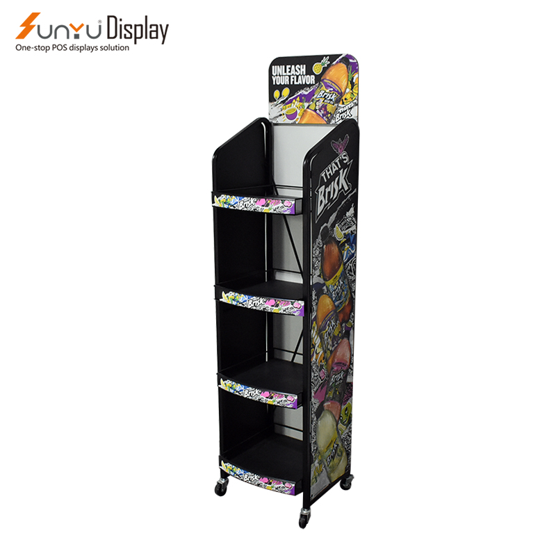 Supermarket Metal Food Beverage Floor Standing Display Rack