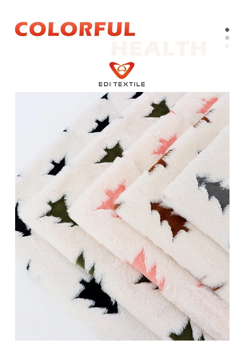 New Arrive Cationic Jacquard Christmas Tree Faux Fur Plush Rabbit Hair Colorful Fabric for Home Textiles Sofas Pillows Cushions Clothing